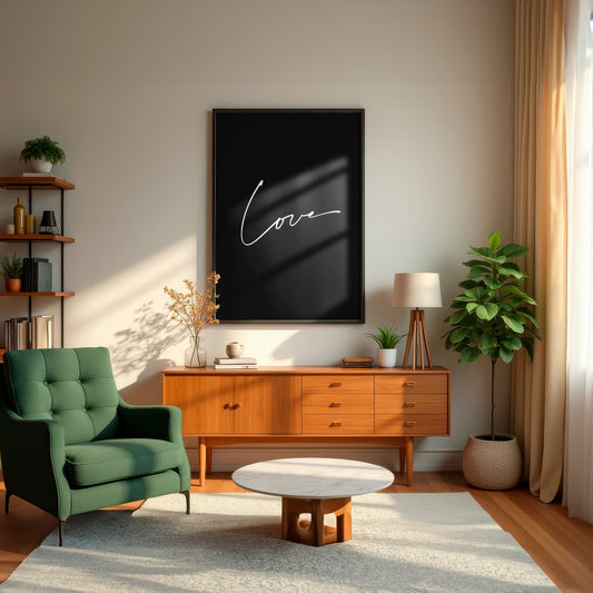 Love in Black and White Minimalist Matte Vertical Poster Art Print