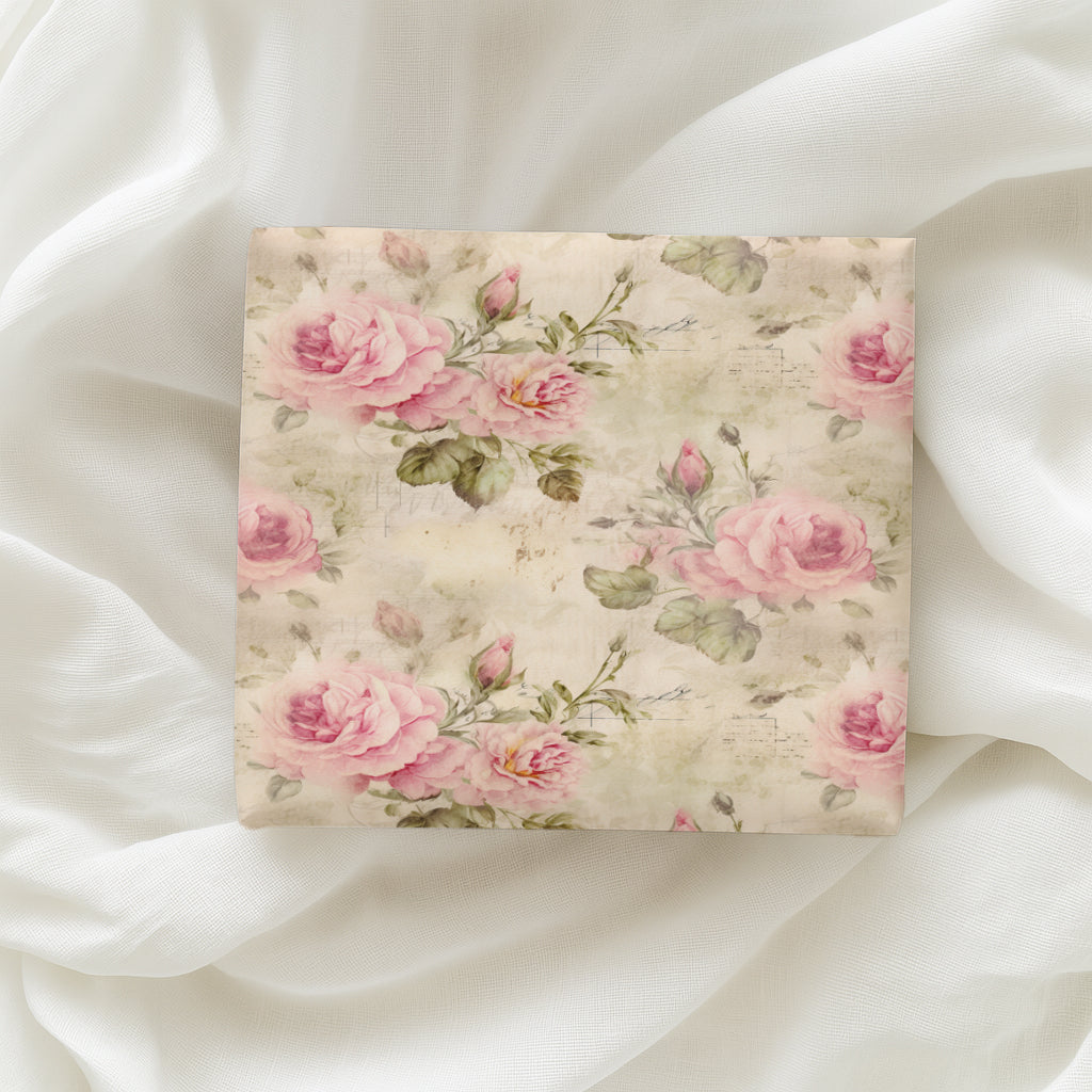 Blush Pink Victorian English Garden Rose Gift Wrapping Paper Sheets