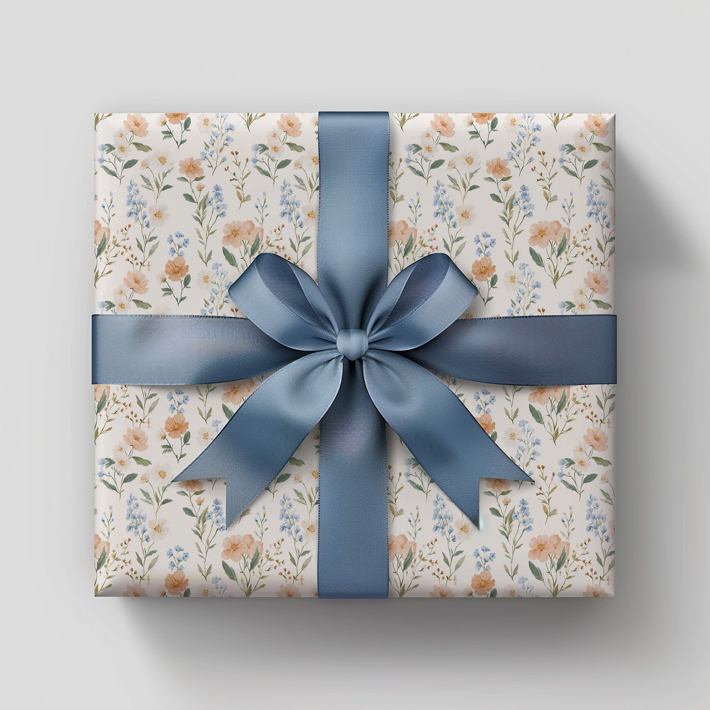 Blush Pink, Blue and Green Mini Spring Floral Gift Wrapping Paper Sheets