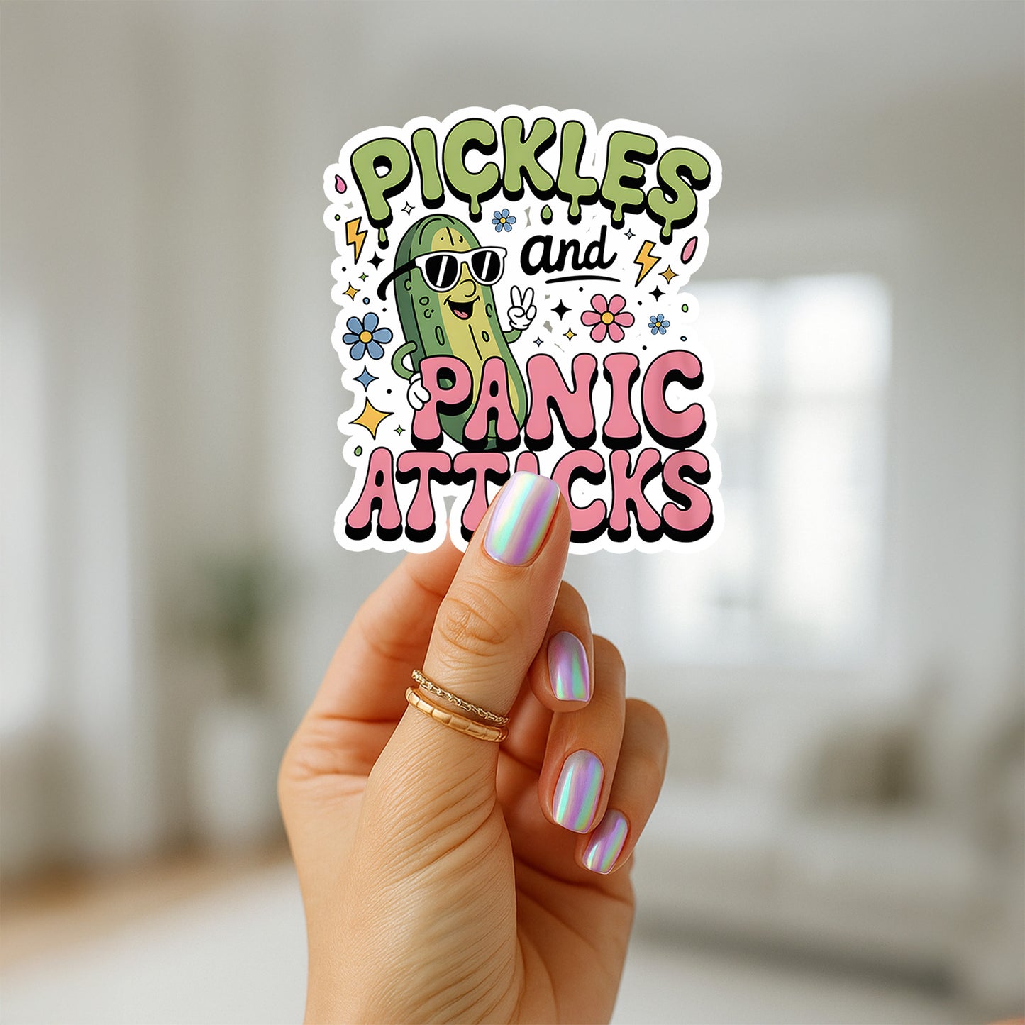 Pickles and Panic Attacks Colorful Vinyl Kiss Cut Sticker