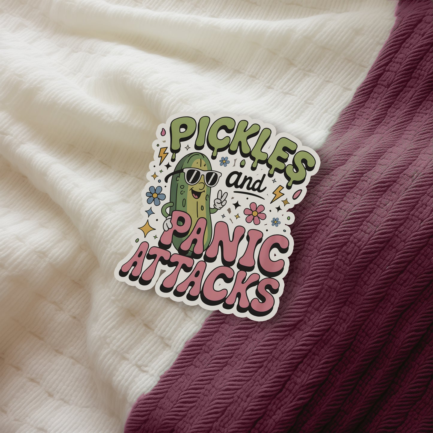Pickles and Panic Attacks Colorful Vinyl Kiss Cut Sticker