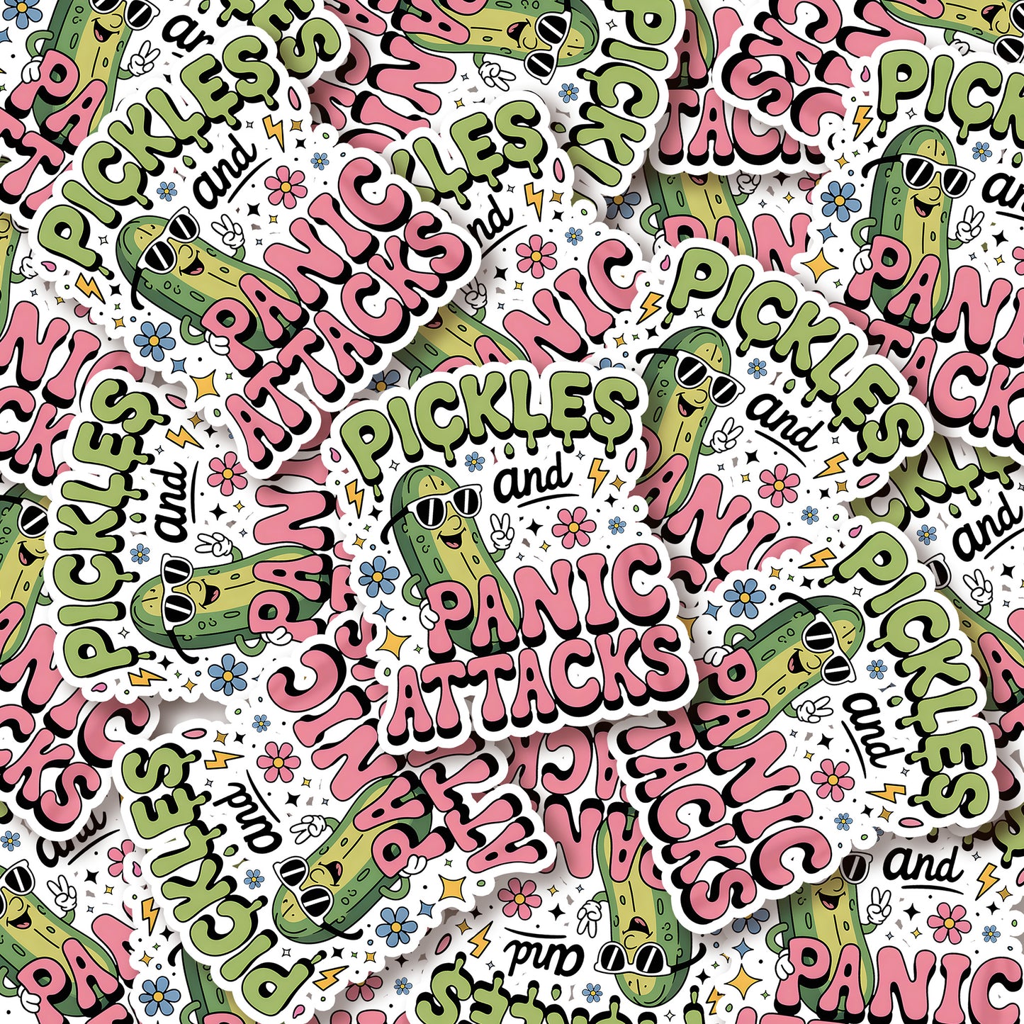 Pickles and Panic Attacks Colorful Vinyl Kiss Cut Sticker