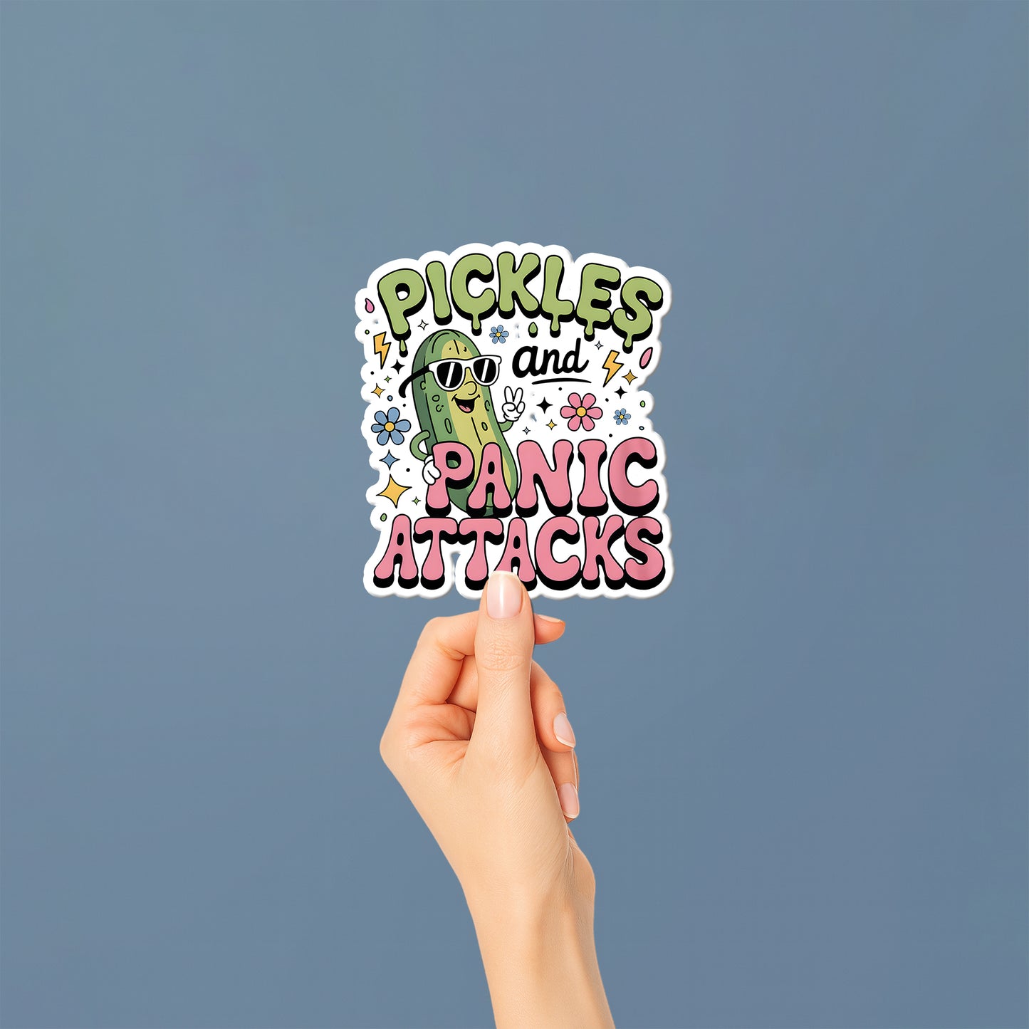 Pickles and Panic Attacks Colorful Vinyl Kiss Cut Sticker