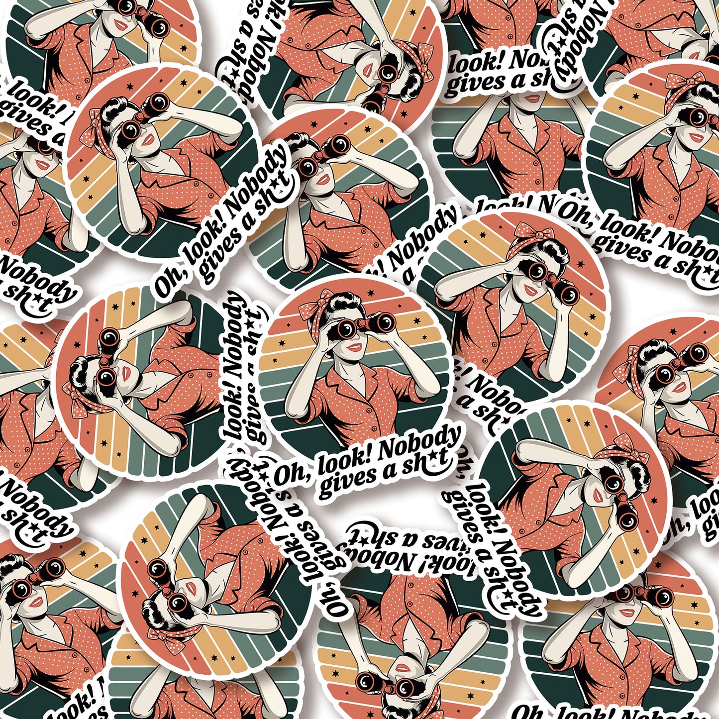 Oh, Look! Nobody Gives a Sh*t Retro Vinyl Kiss Cut Sticker