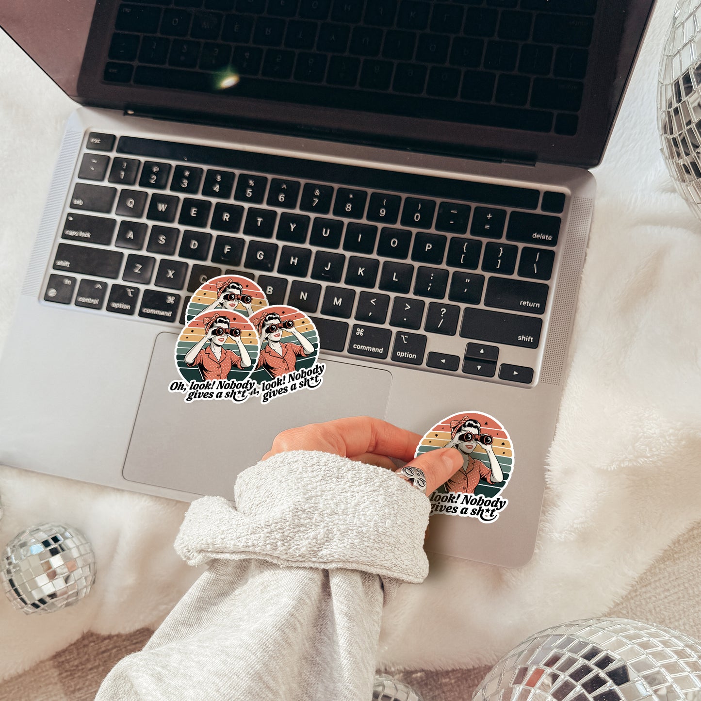 Oh, Look! Nobody Gives a Sh*t Retro Vinyl Kiss Cut Sticker