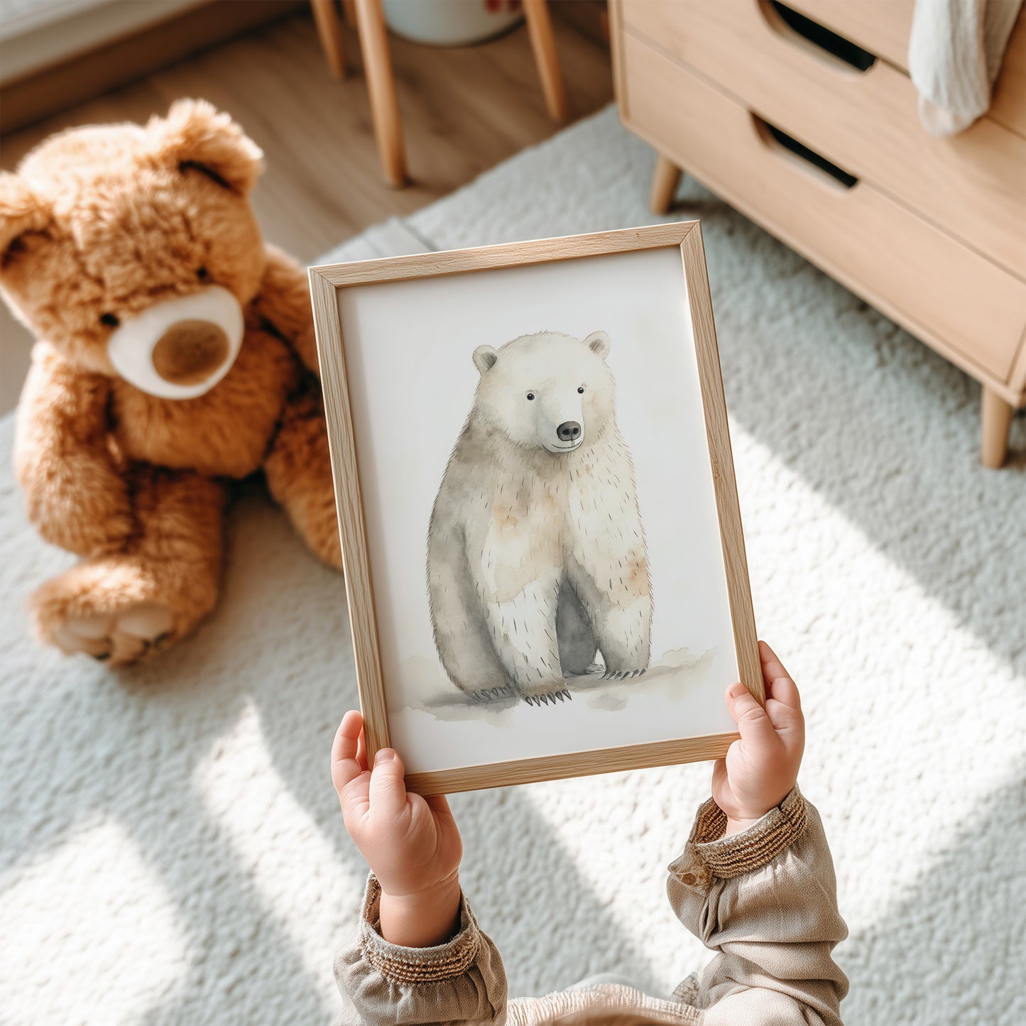 Polar Bear with Neutral Background Matte Vertical Poster Art Print