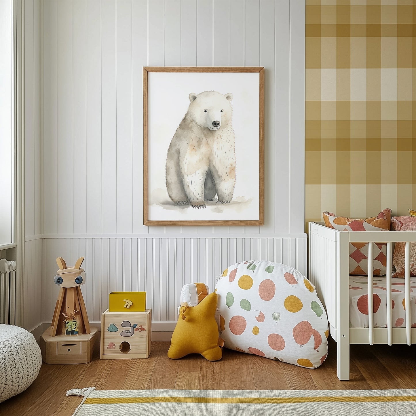 Polar Bear with Neutral Background Matte Vertical Poster Art Print