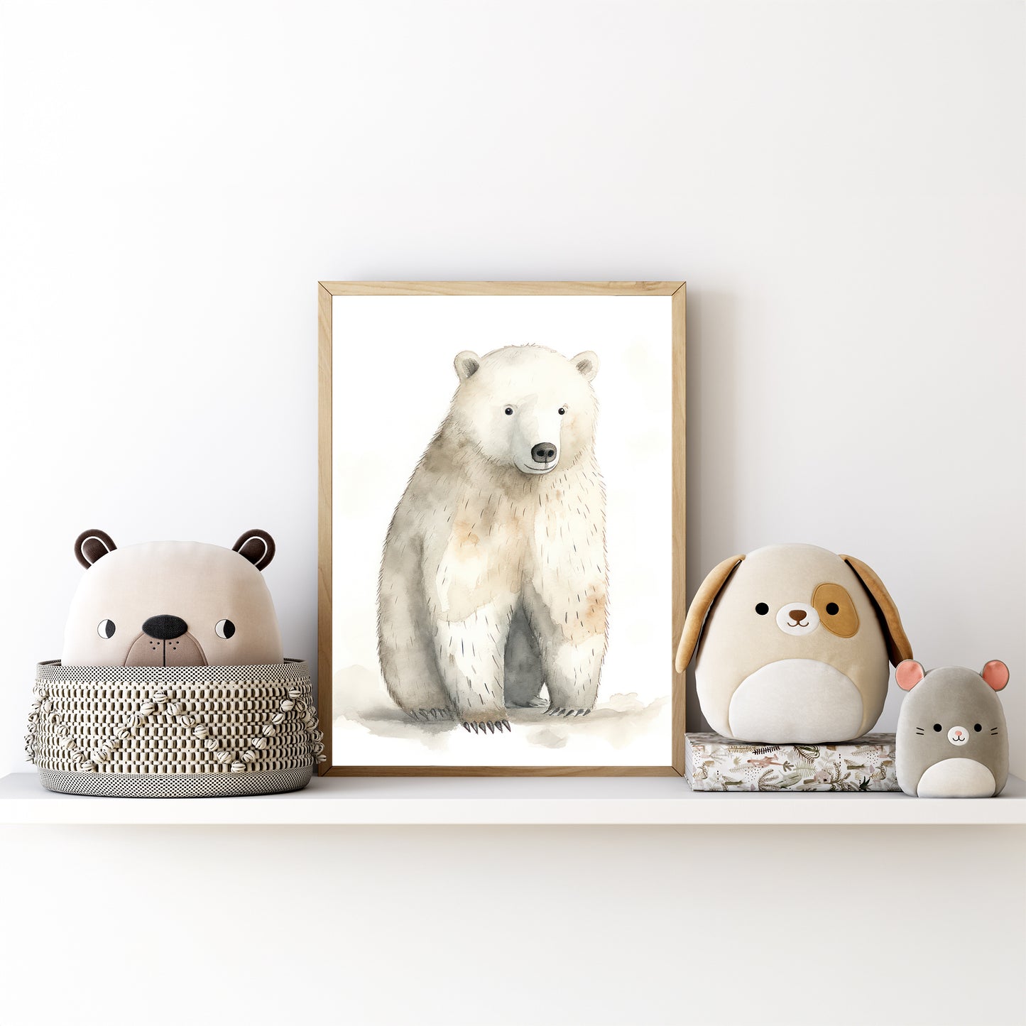 Polar Bear with Neutral Background Matte Vertical Poster Art Print