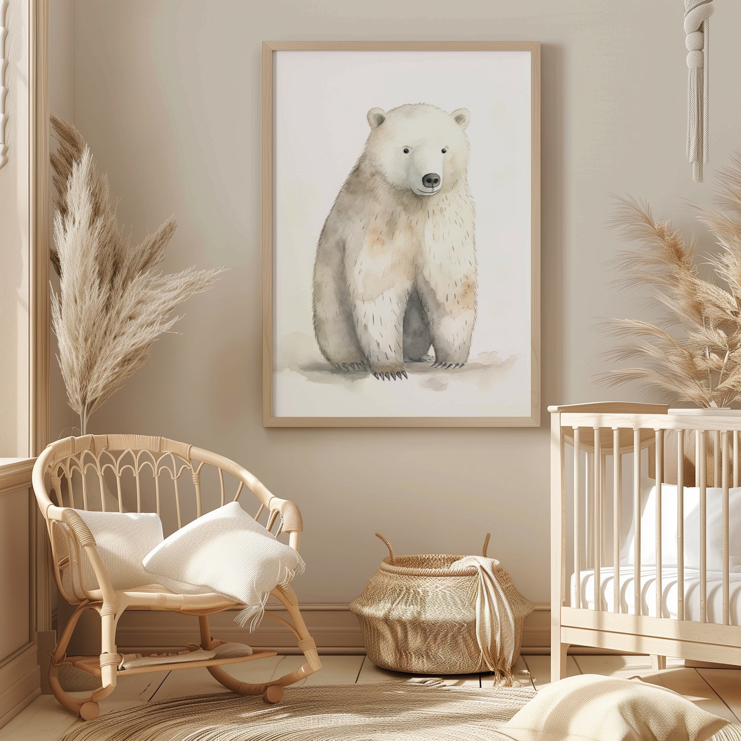 Polar Bear with Neutral Background Matte Vertical Poster Art Print
