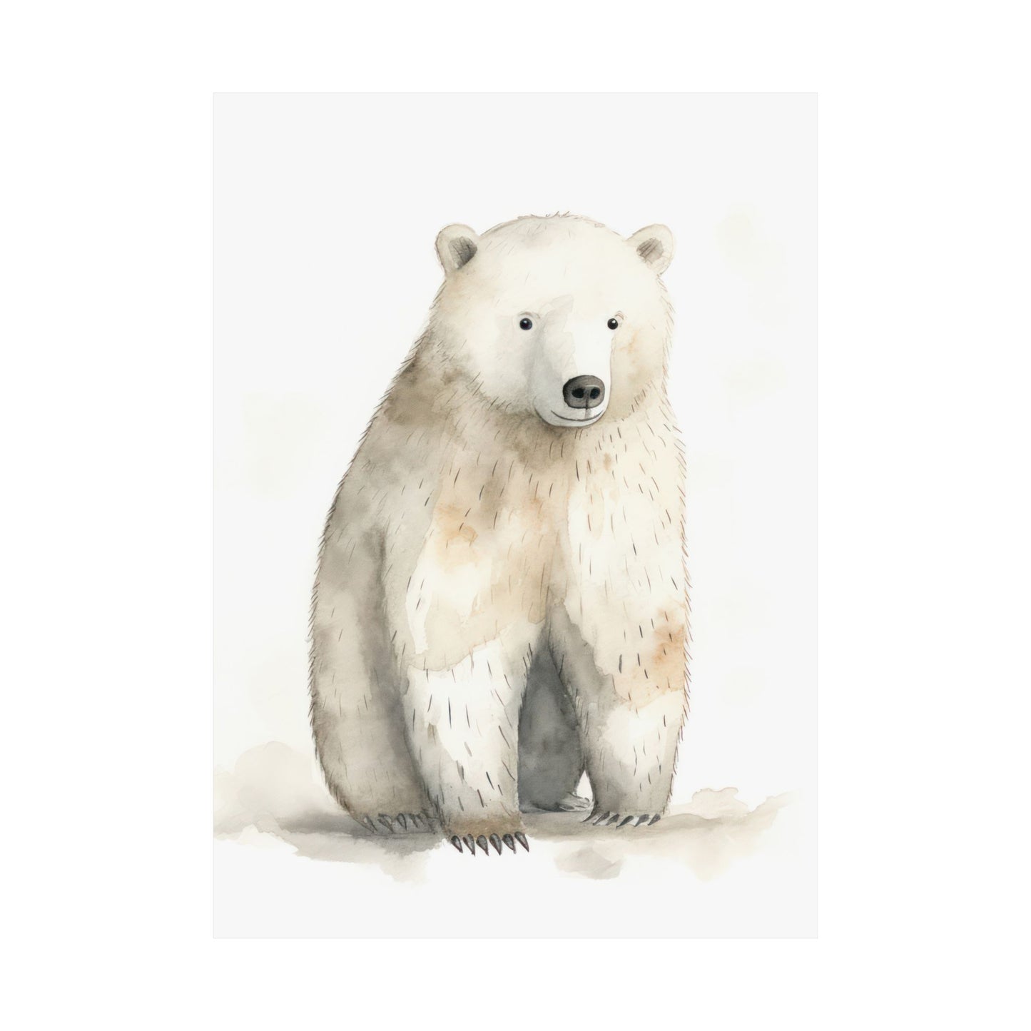 Polar Bear with Neutral Background Matte Vertical Poster Art Print