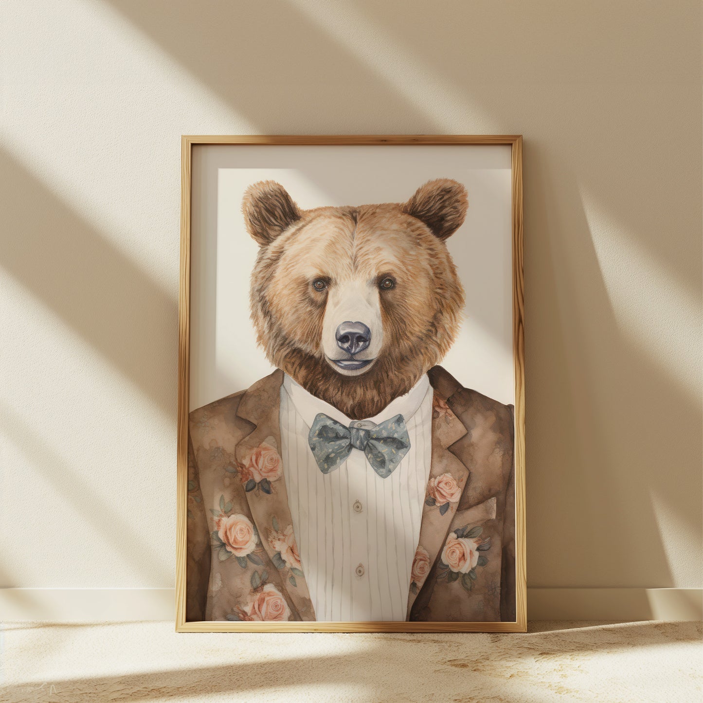 Bear in a Floral Blazer Matte Vertical Poster Art Print