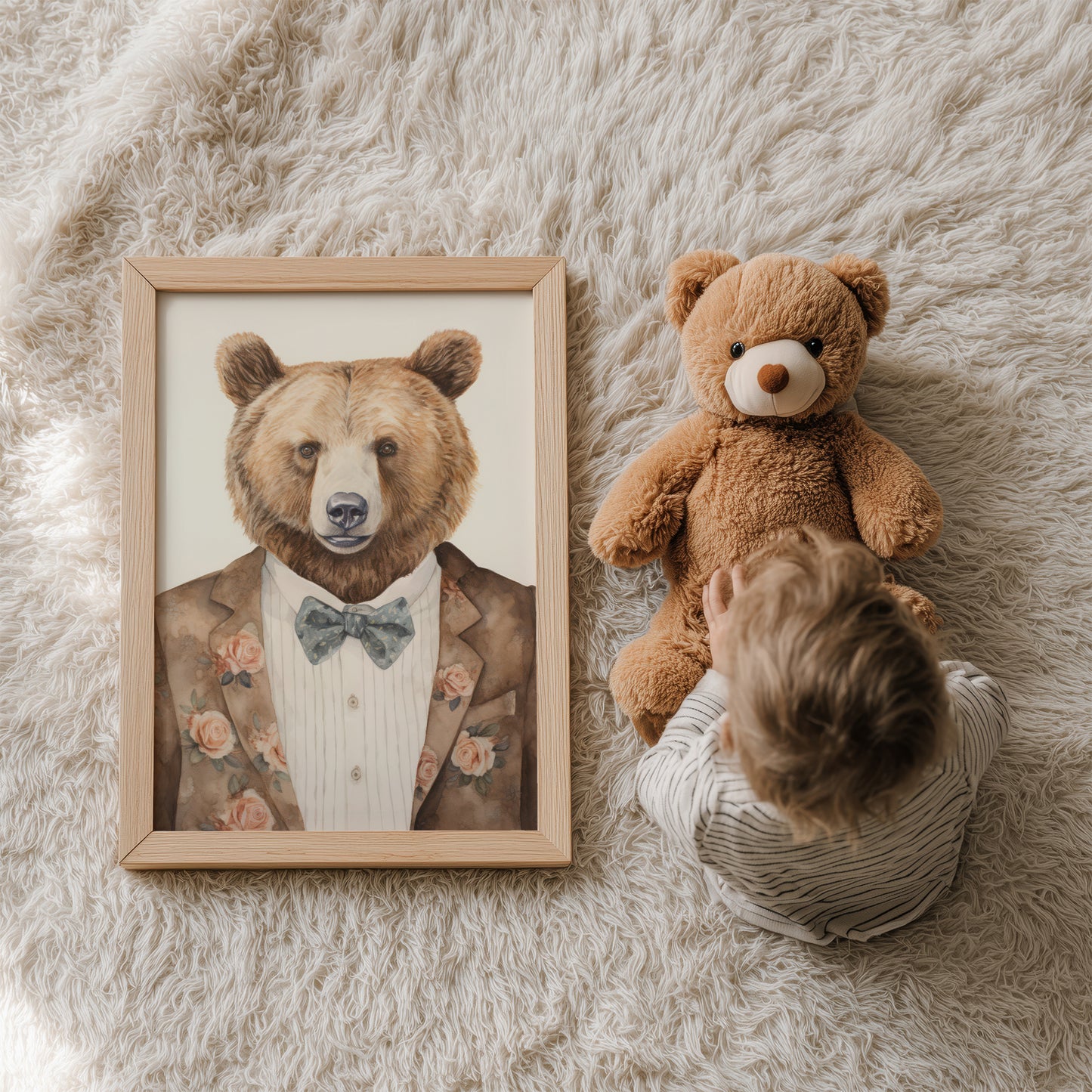 Bear in a Floral Blazer Matte Vertical Poster Art Print