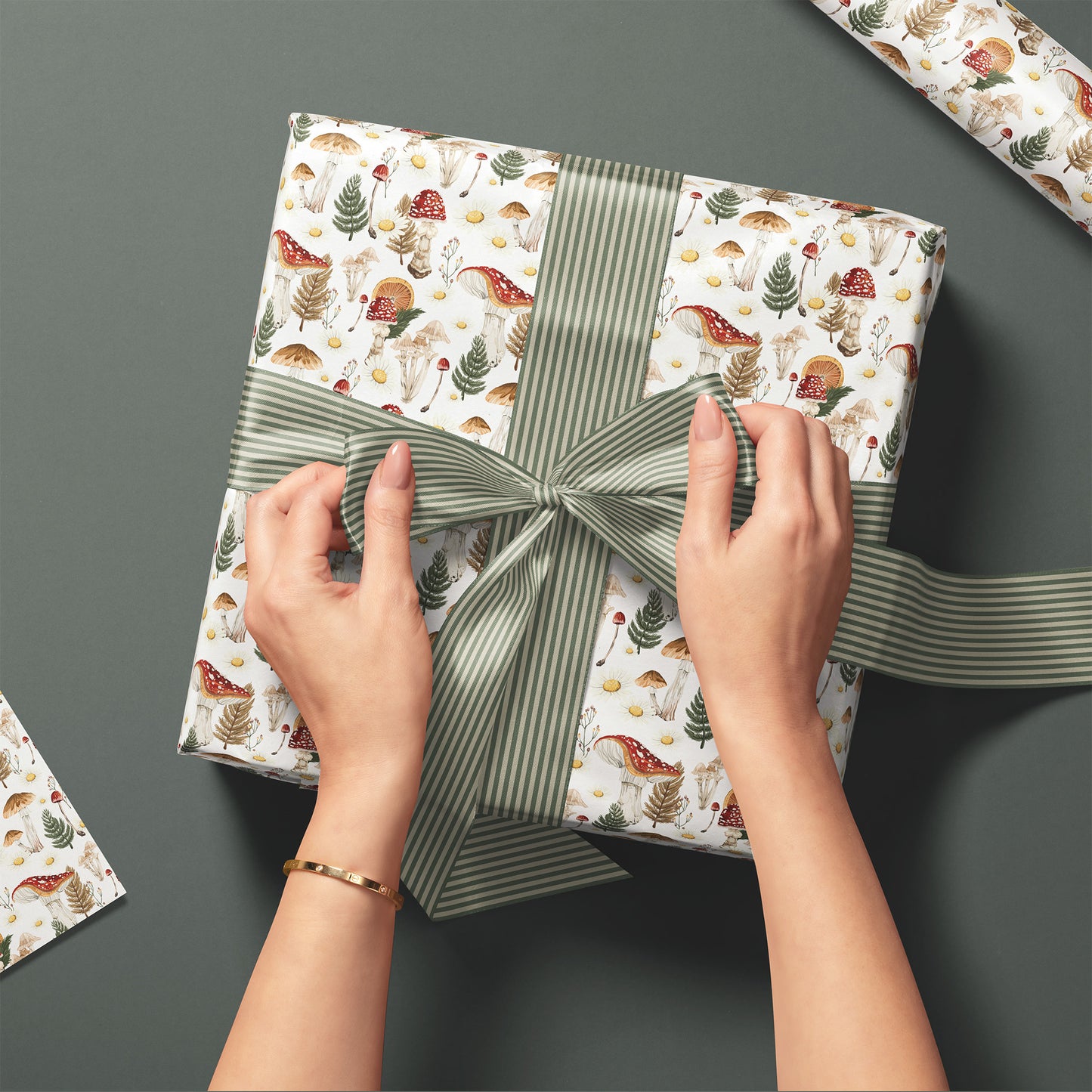 Whimsical Cottage Core Mushroom, Daisy and Fern Gift Wrapping Papers
