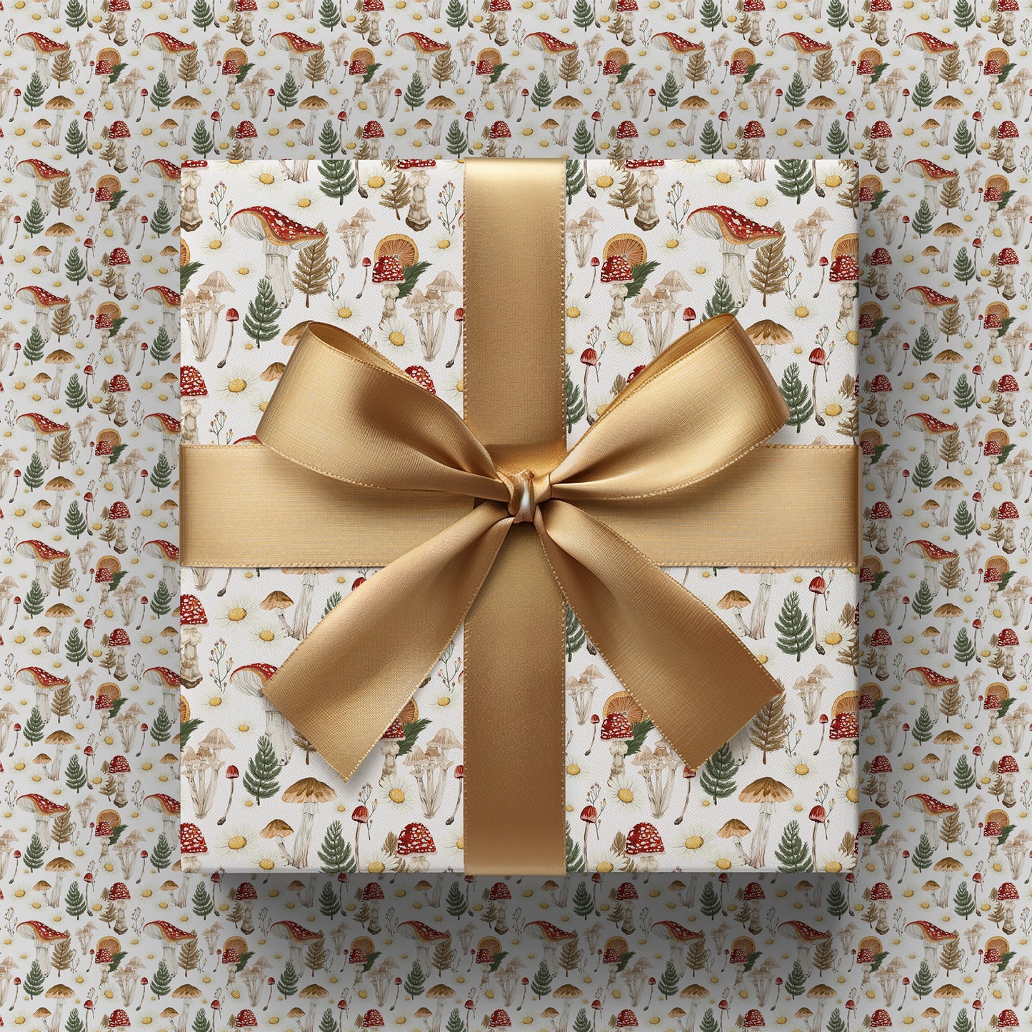 Whimsical Cottage Core Mushroom, Daisy and Fern Gift Wrapping Papers