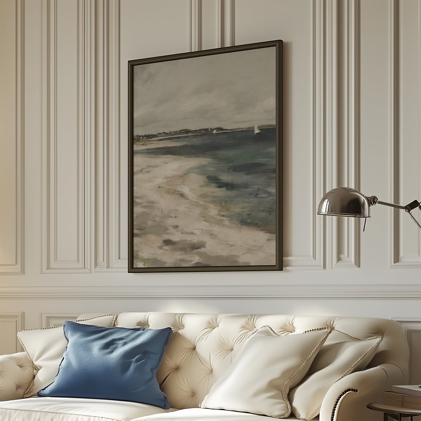 Washed Out Beach and Sailboats Matte Vertical Poster Art Print