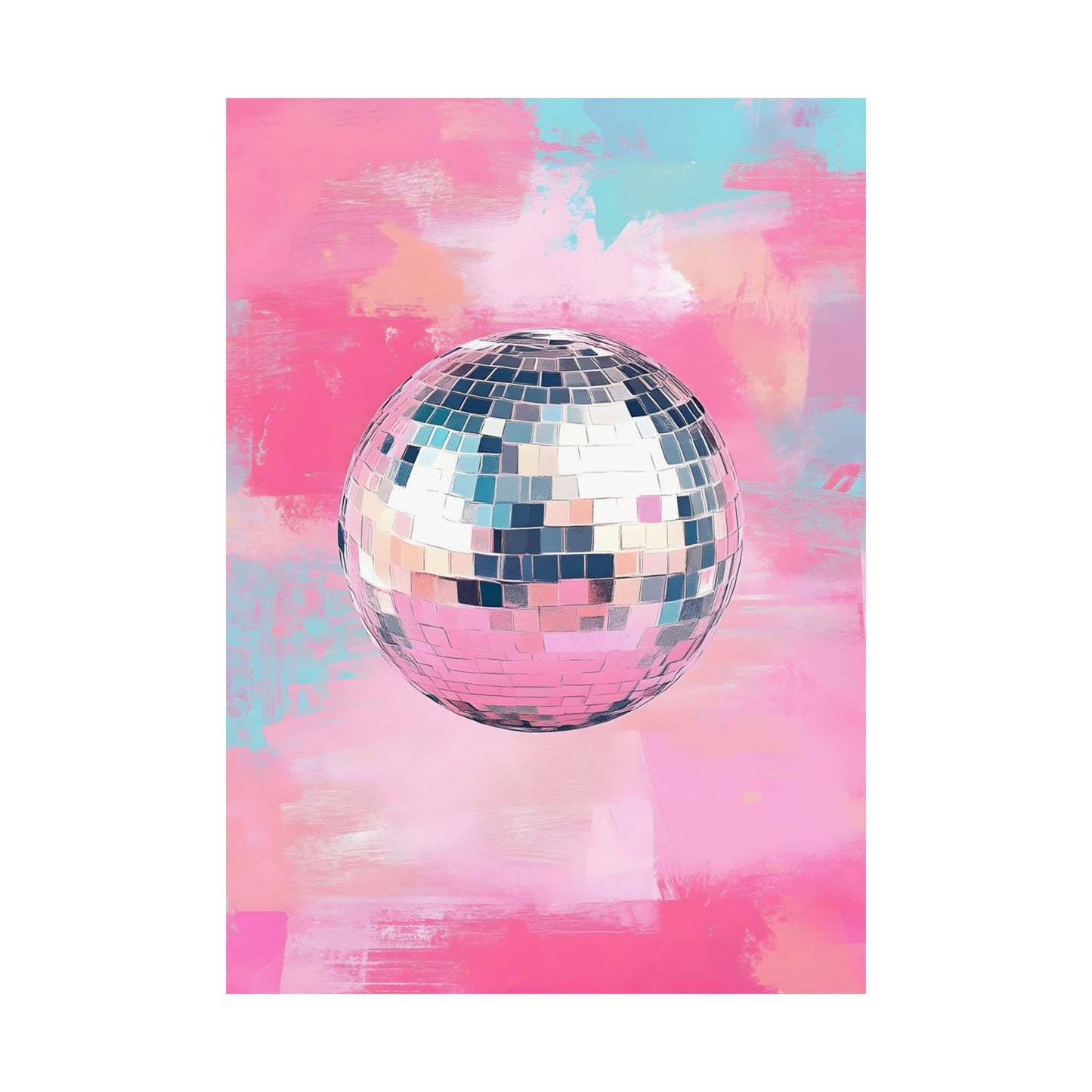 Pastel Disco Ball Painting Style Matte Vertical Poster Art Print