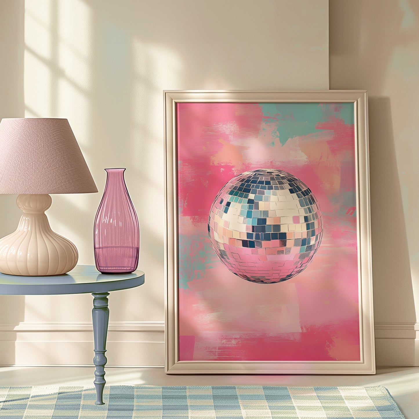 Pastel Disco Ball Painting Style Matte Vertical Poster Art Print