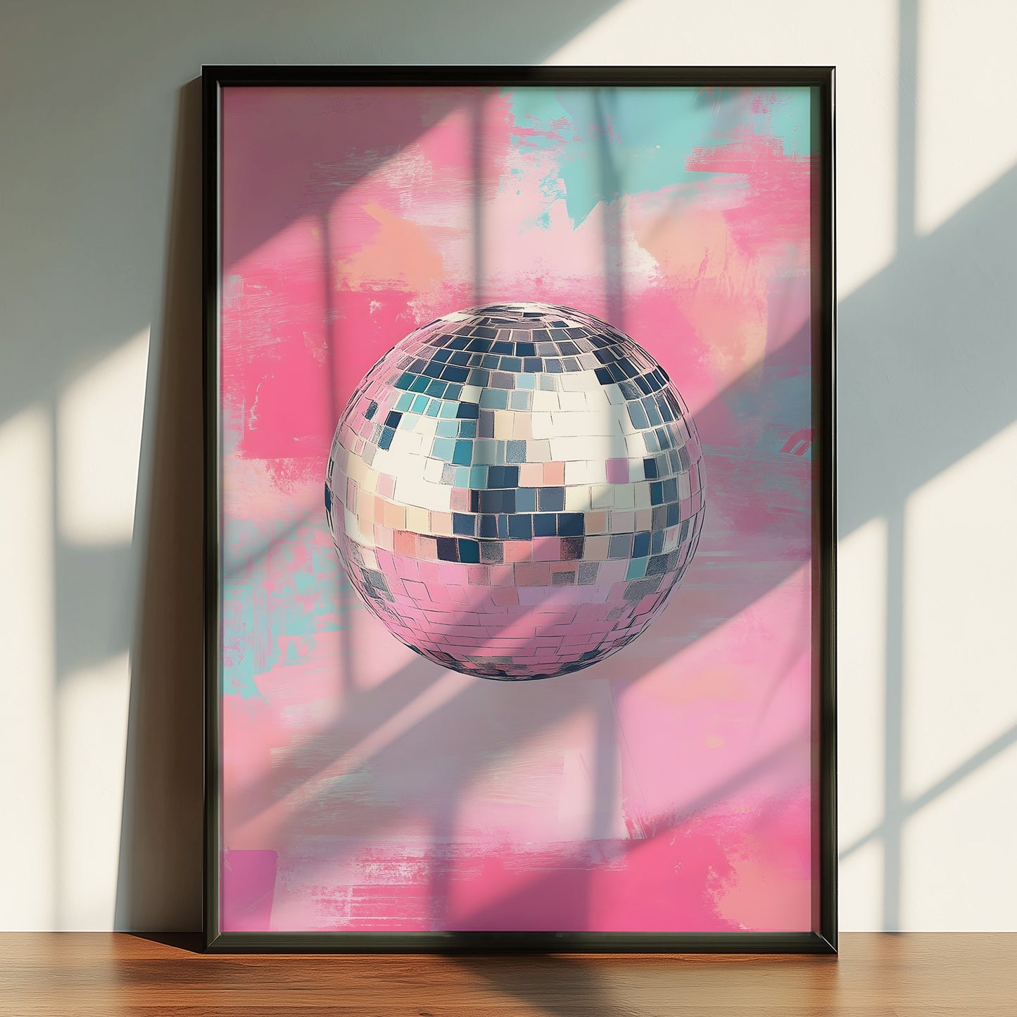 Pastel Disco Ball Painting Style Matte Vertical Poster Art Print
