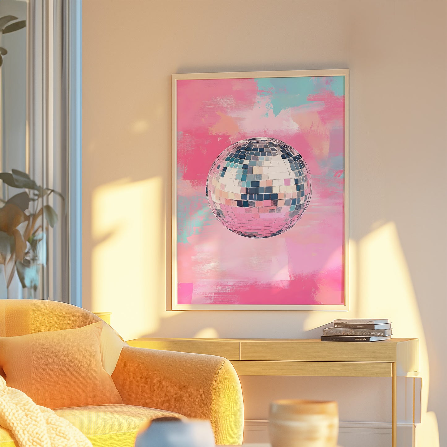 Pastel Disco Ball Painting Style Matte Vertical Poster Art Print
