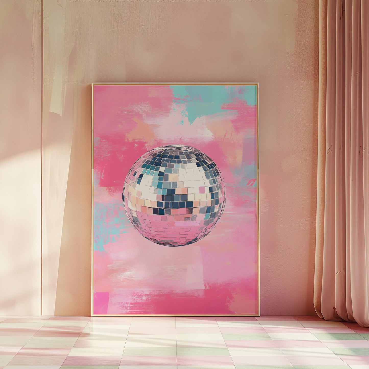 Pastel Disco Ball Painting Style Matte Vertical Poster Art Print