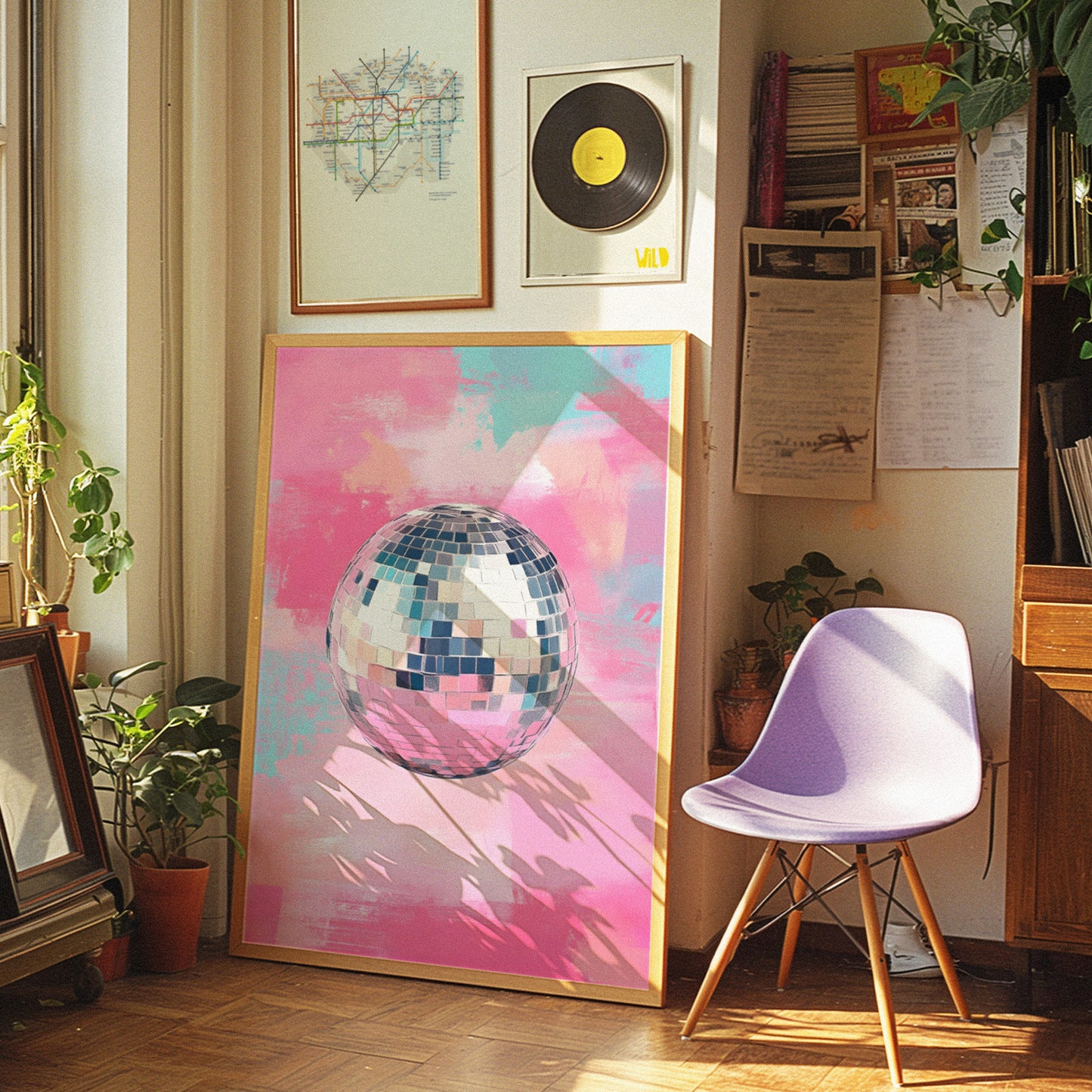 Pastel Disco Ball Painting Style Matte Vertical Poster Art Print
