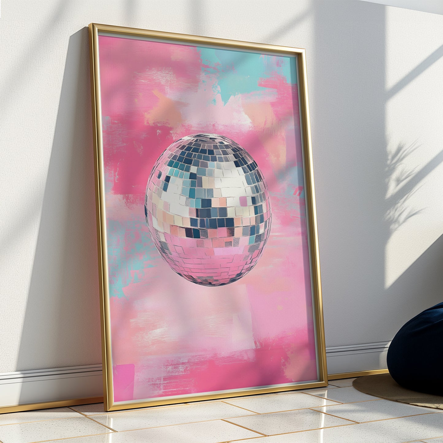 Pastel Disco Ball Painting Style Matte Vertical Poster Art Print