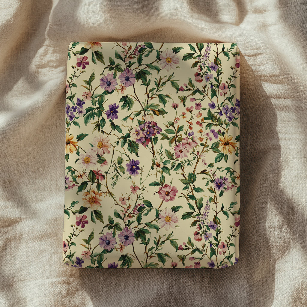 Purple, Yellow, Pink and Green Floral Vintage Gift Wrapping Papers