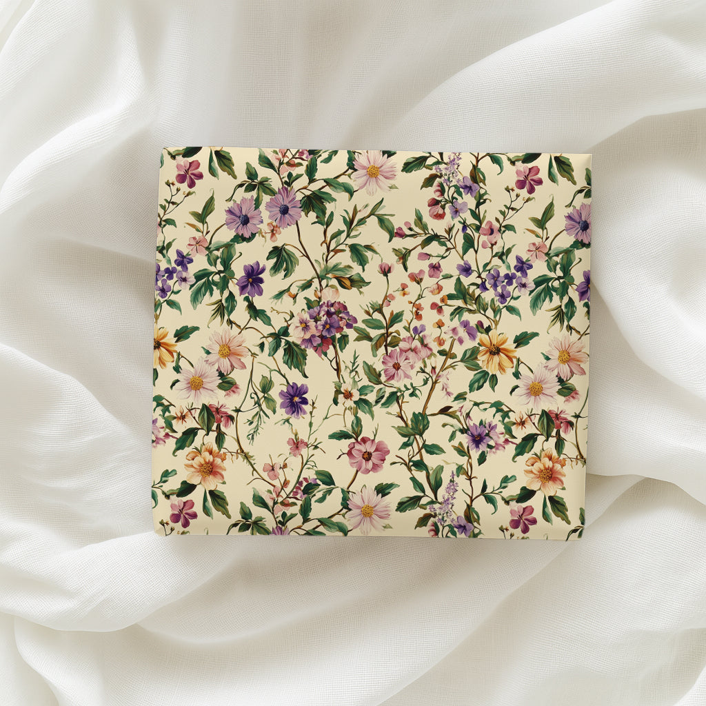 Purple, Yellow, Pink and Green Floral Vintage Gift Wrapping Papers