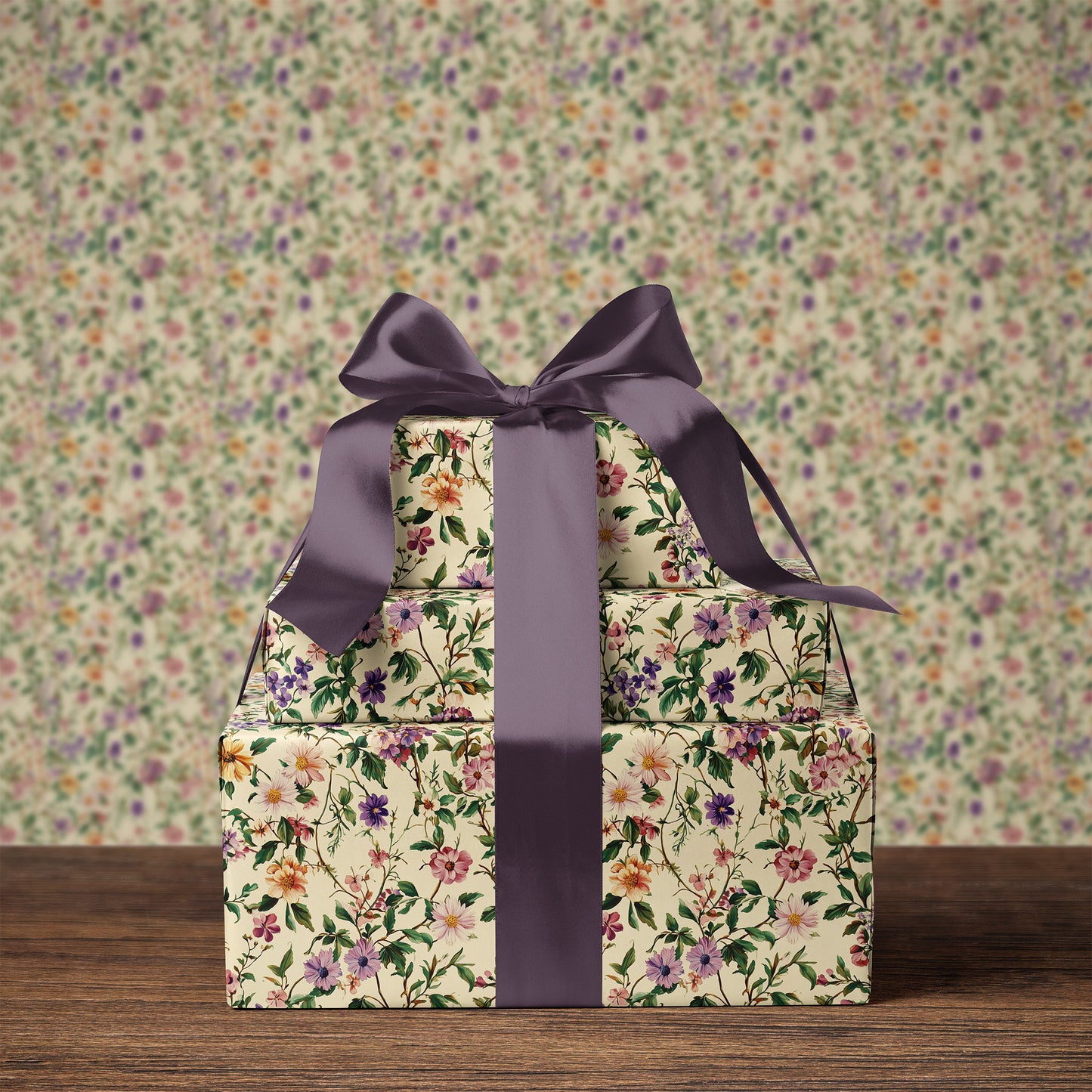 Purple, Yellow, Pink and Green Floral Vintage Gift Wrapping Papers