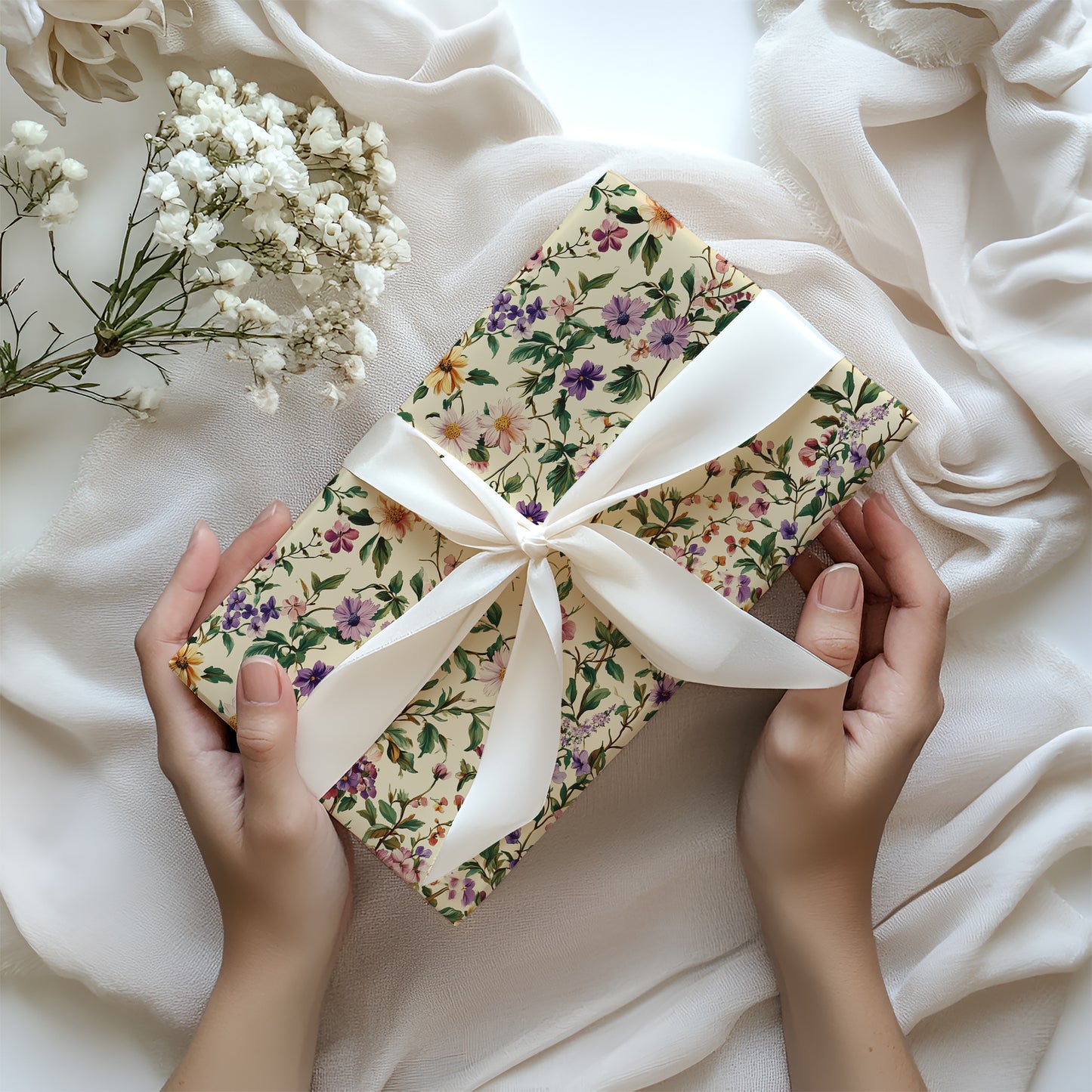 Purple, Yellow, Pink and Green Floral Vintage Gift Wrapping Papers