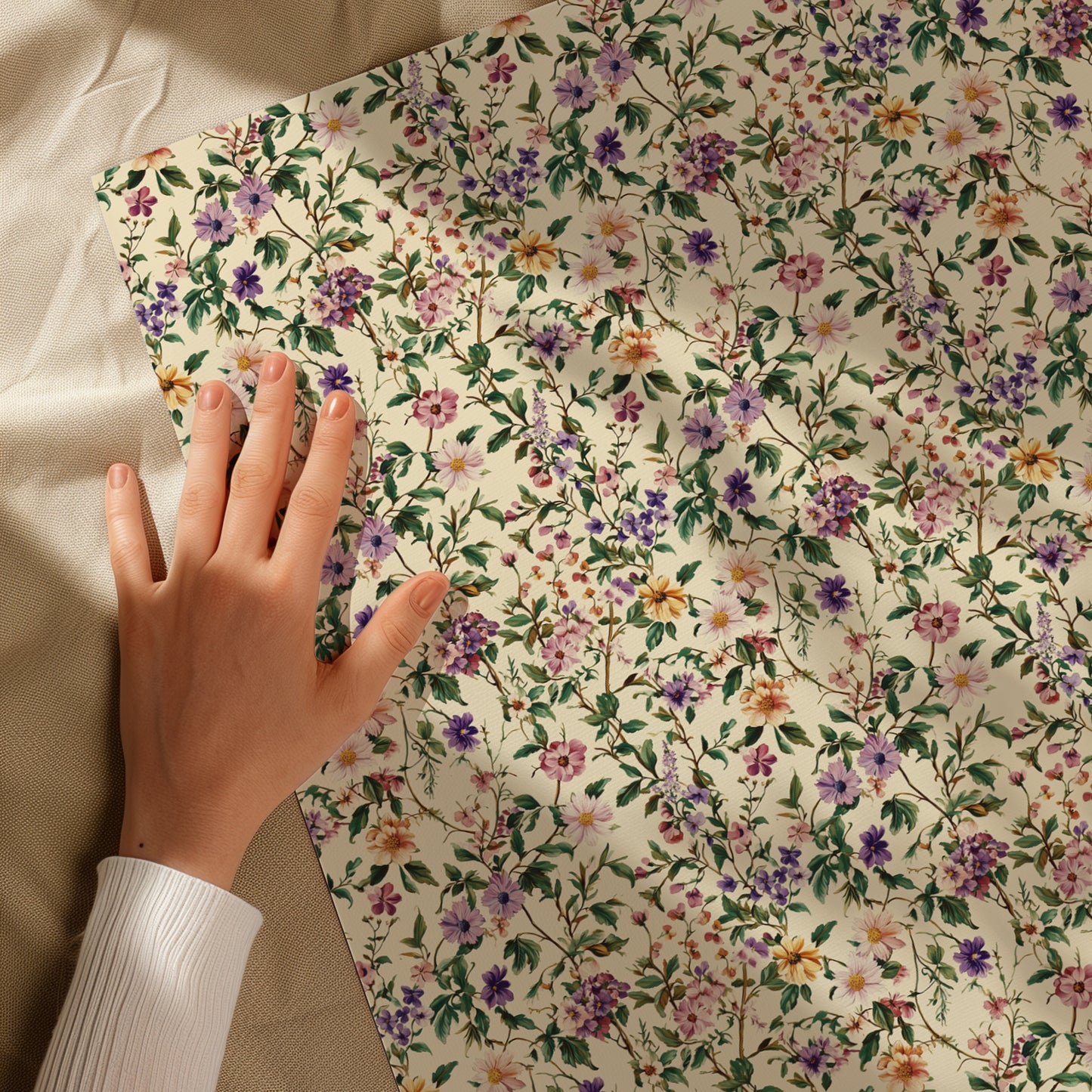 Purple, Yellow, Pink and Green Floral Vintage Gift Wrapping Papers