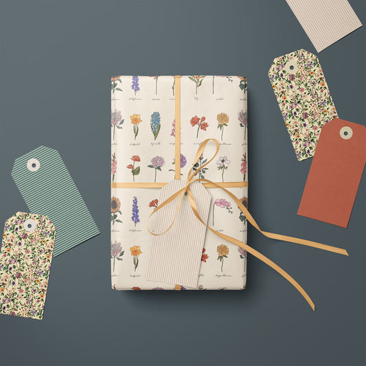 Colorful Flower Sketch with Names Gift Wrapping Papers