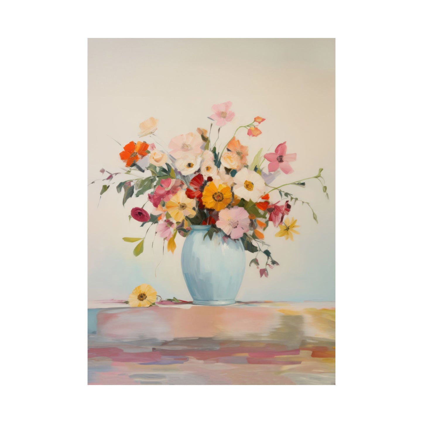 Bright Colorful Anemone Bouquet in Vase Matte Vertical Poster Art Print