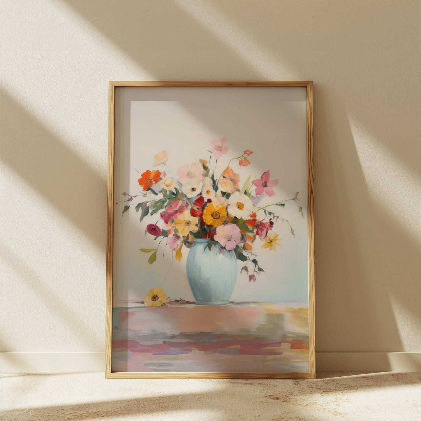 Bright Colorful Anemone Bouquet in Vase Matte Vertical Poster Art Print