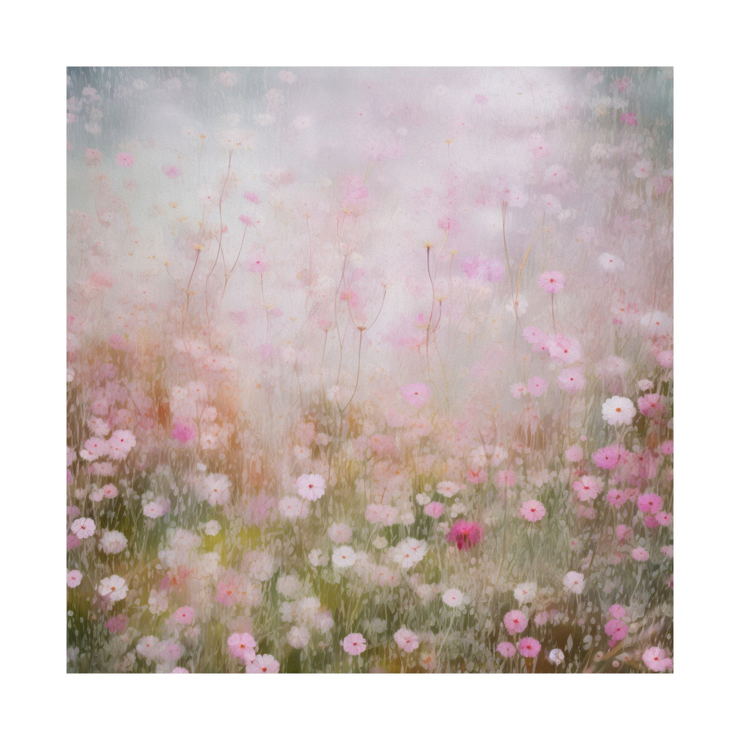 Field of Floating Ethereal Pink Delicate Blooms Matte Vertical Poster Art Print