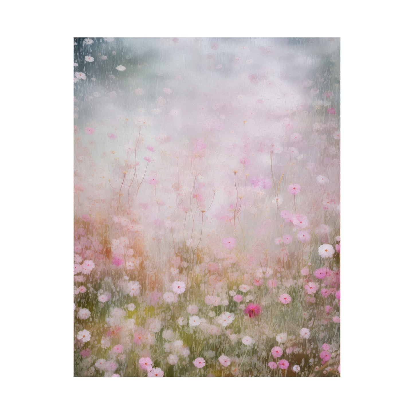 Field of Floating Ethereal Pink Delicate Blooms Matte Vertical Poster Art Print