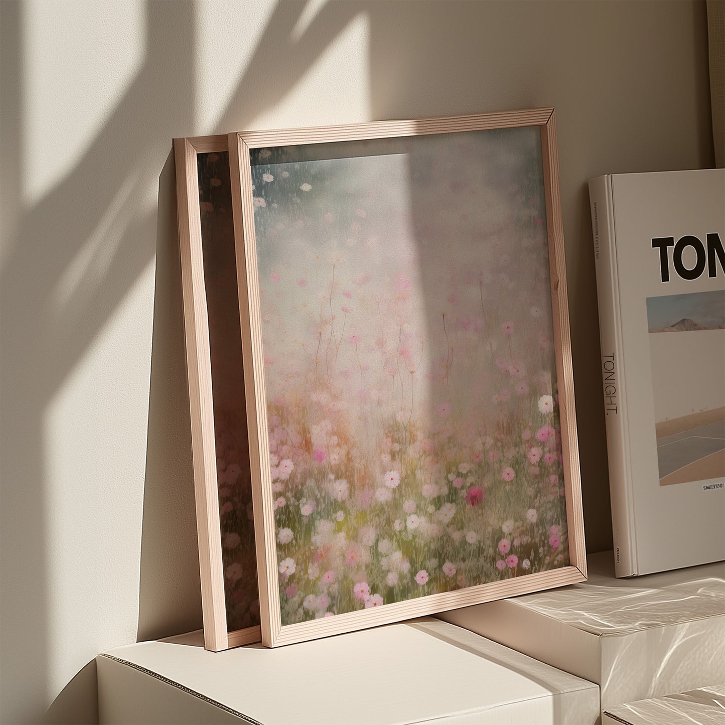 Field of Floating Ethereal Pink Delicate Blooms Matte Vertical Poster Art Print