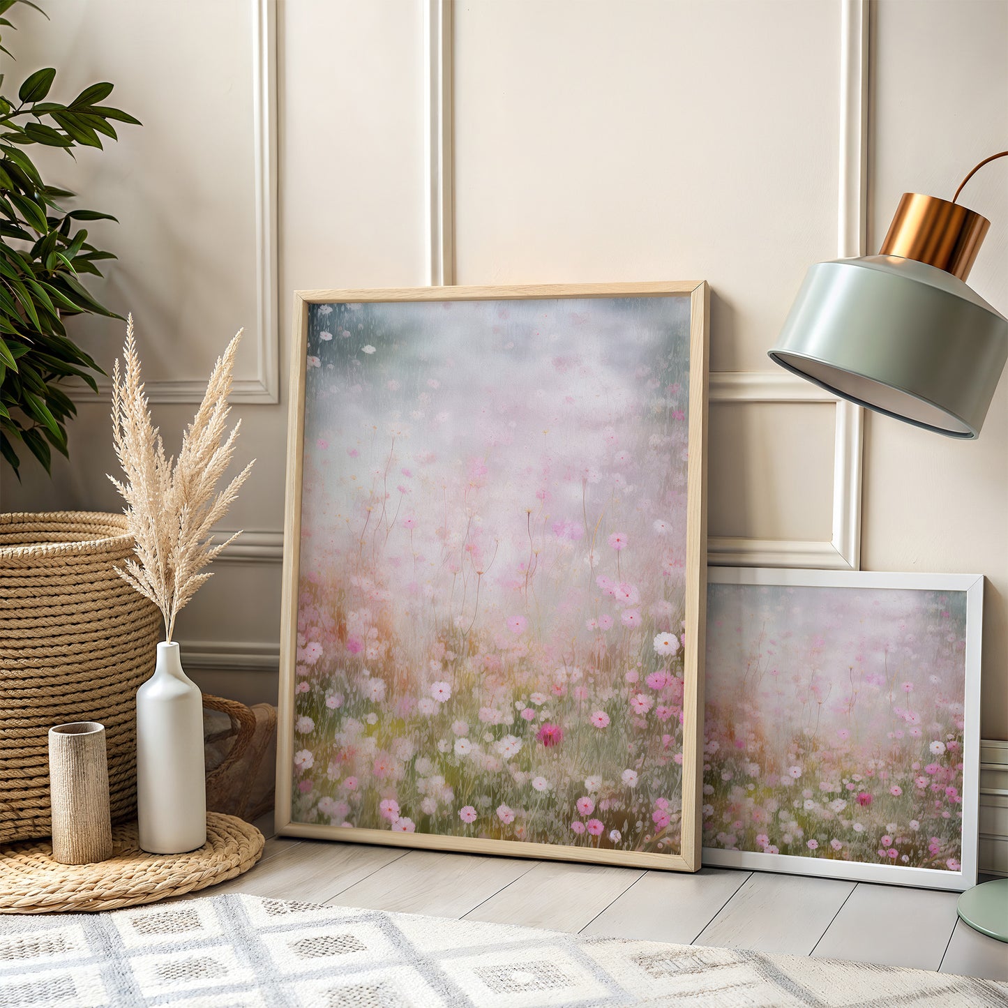 Field of Floating Ethereal Pink Delicate Blooms Matte Vertical Poster Art Print