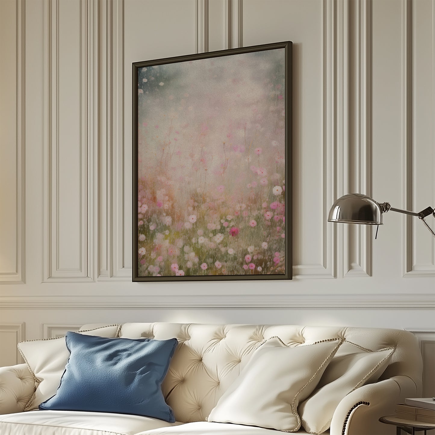 Field of Floating Ethereal Pink Delicate Blooms Matte Vertical Poster Art Print
