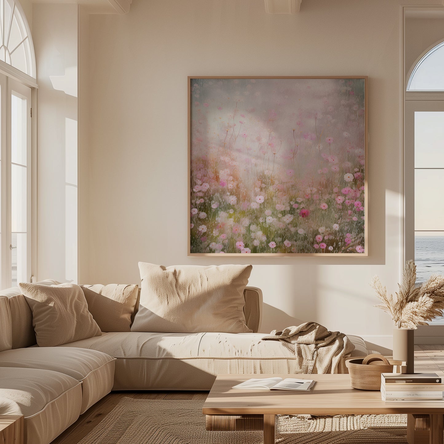 Field of Floating Ethereal Pink Delicate Blooms Matte Vertical Poster Art Print