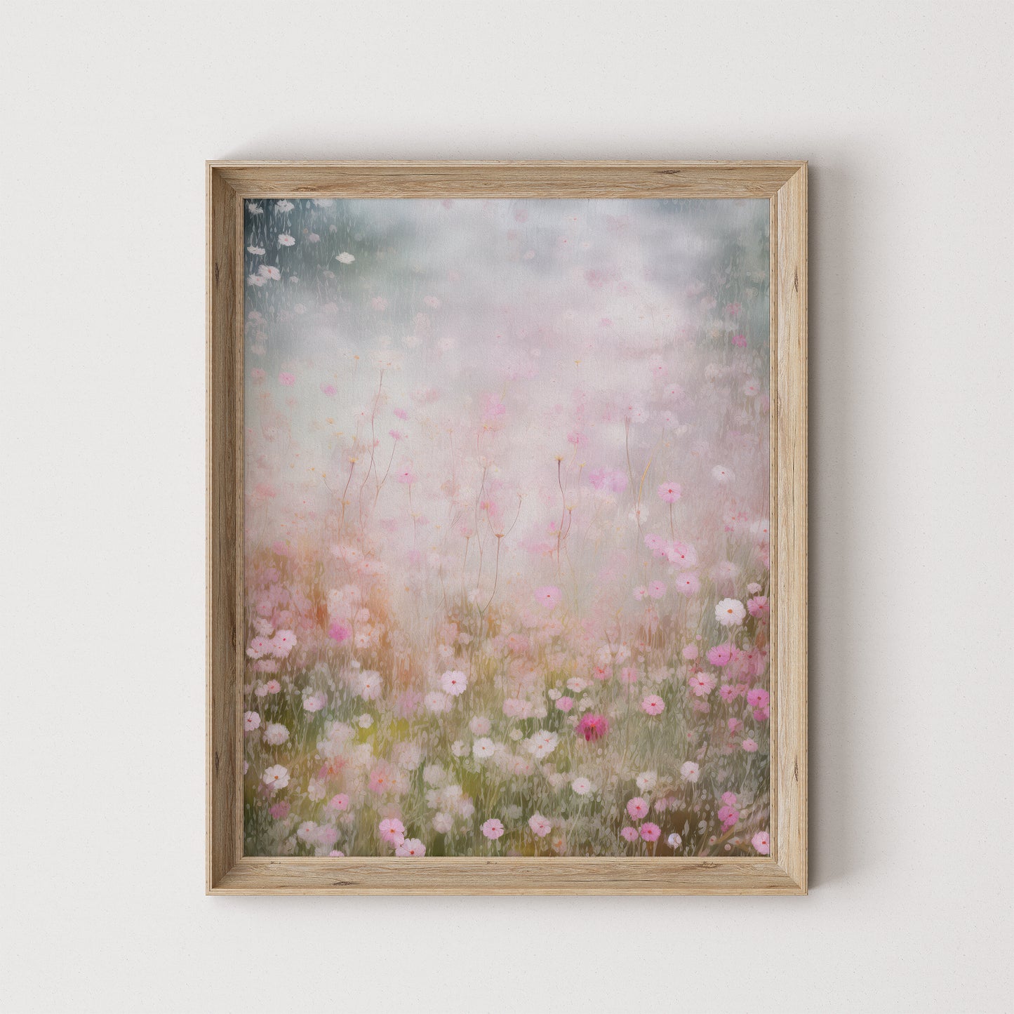 Field of Floating Ethereal Pink Delicate Blooms Matte Vertical Poster Art Print