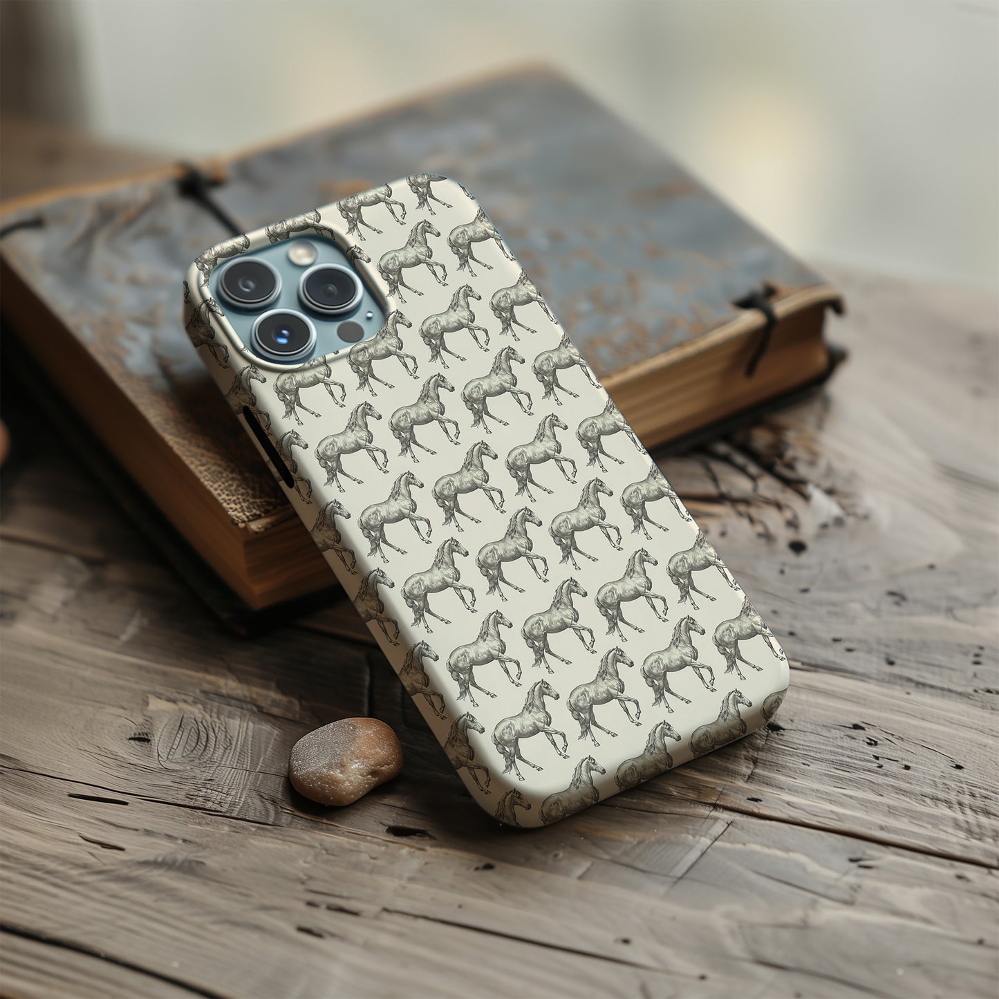 Minimalist Black and Beige Equestrian Horse Tough Phone Case