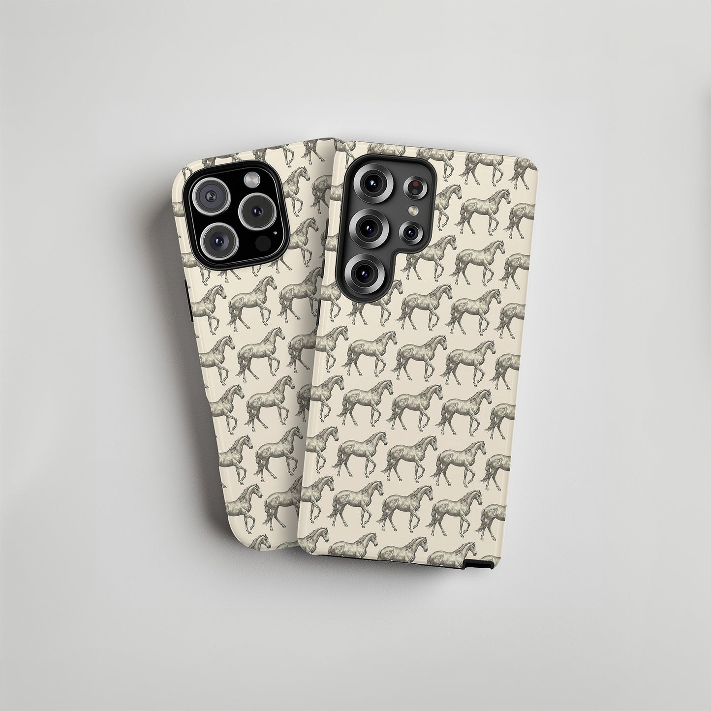 Minimalist Black and Beige Equestrian Horse Tough Phone Case