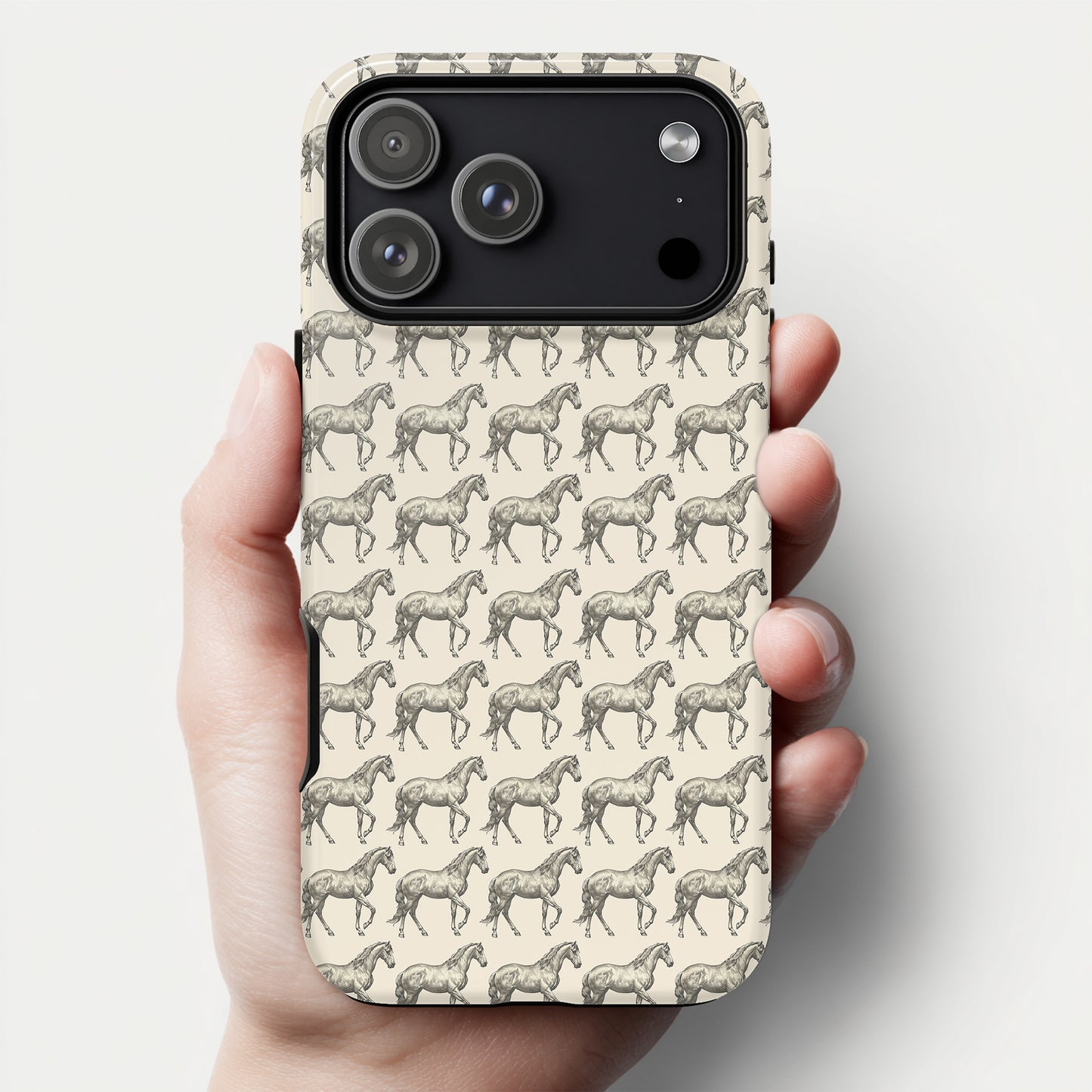 Minimalist Black and Beige Equestrian Horse Tough Phone Case