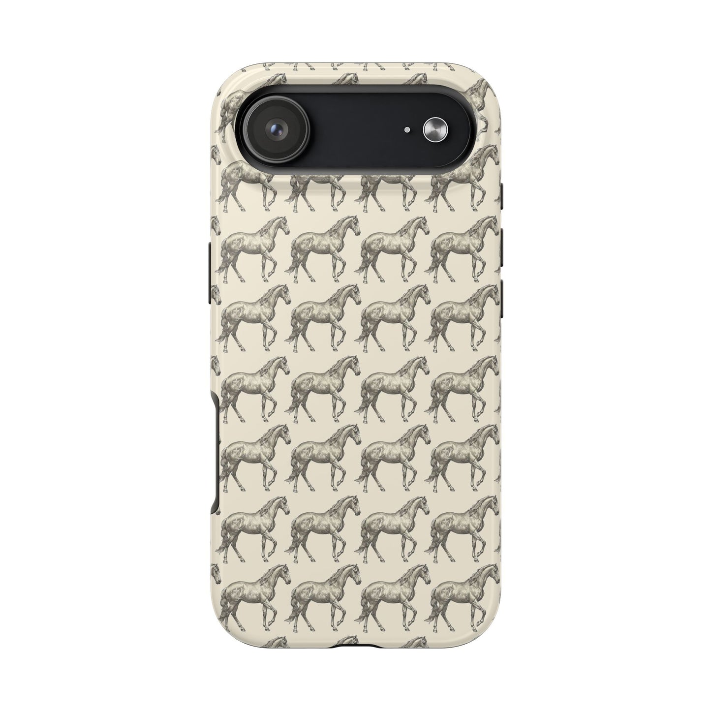 Minimalist Black and Beige Equestrian Horse Tough Phone Case