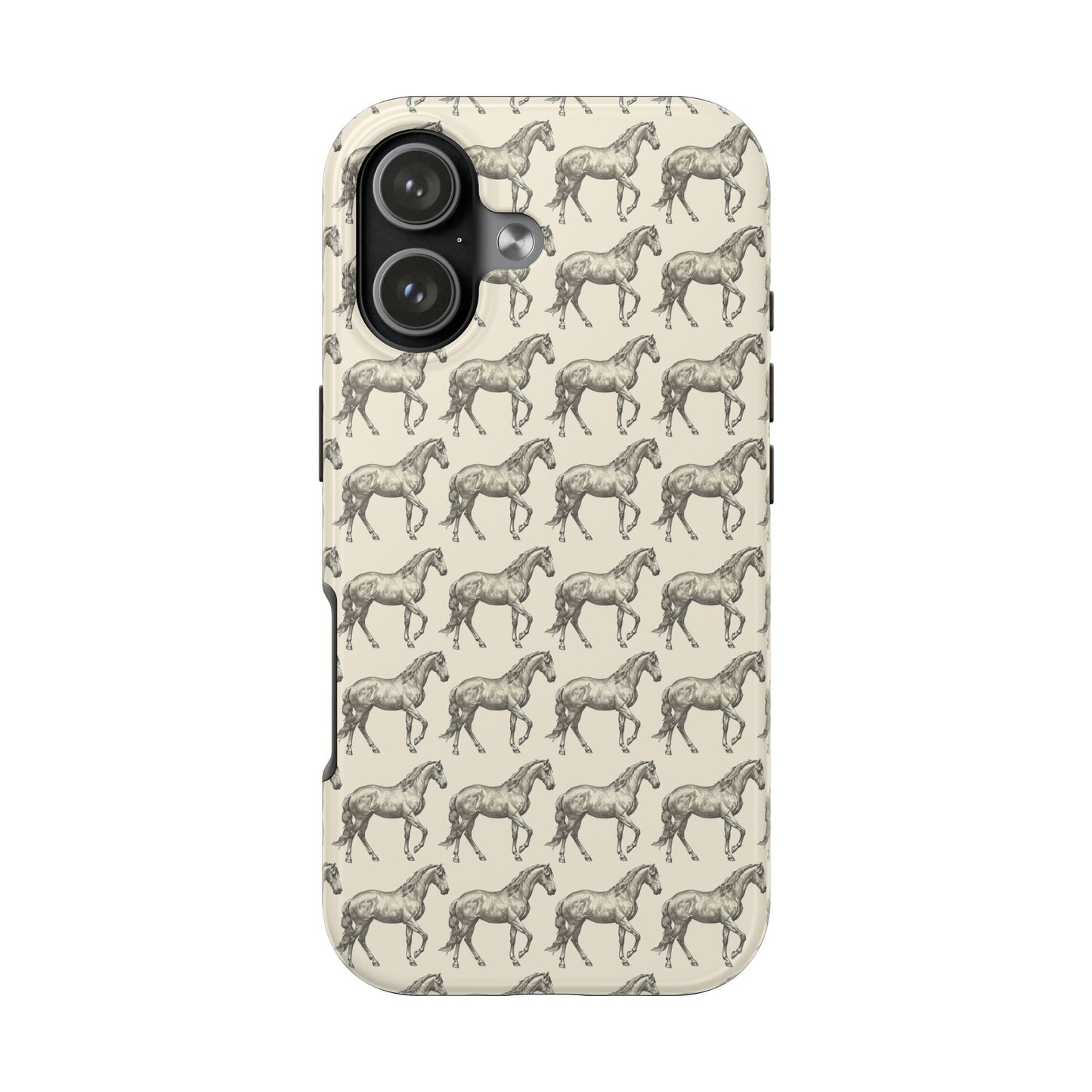 Minimalist Black and Beige Equestrian Horse Tough Phone Case