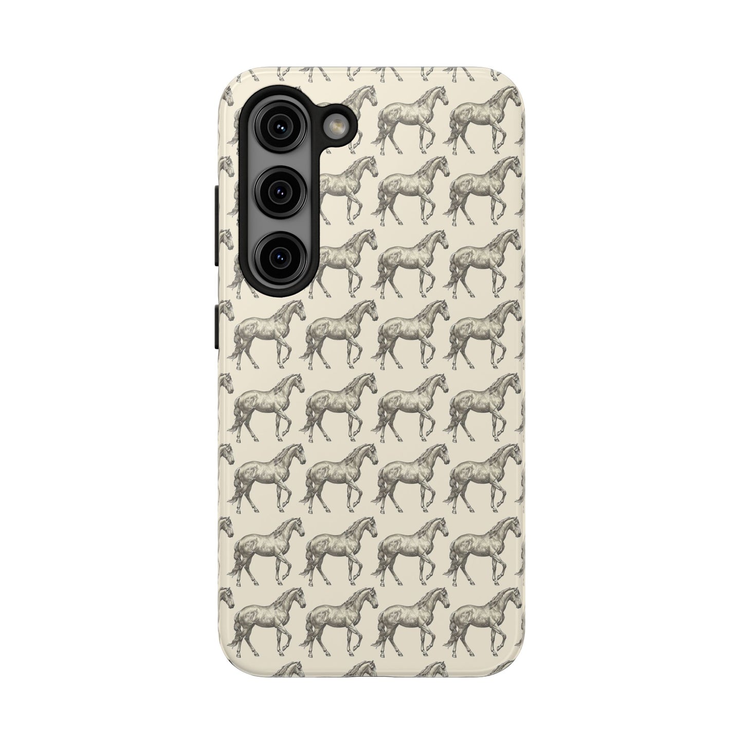 Minimalist Black and Beige Equestrian Horse Tough Phone Case