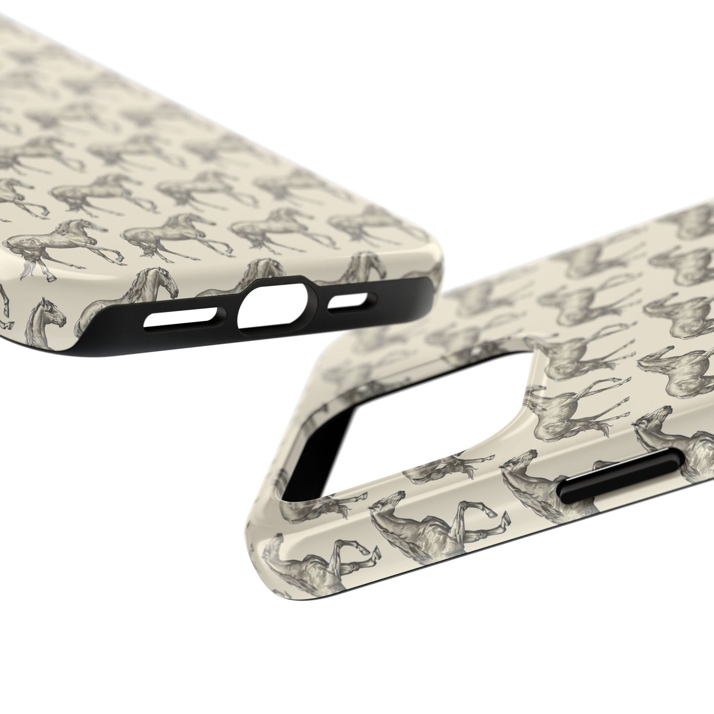 Minimalist Black and Beige Equestrian Horse Tough Phone Case