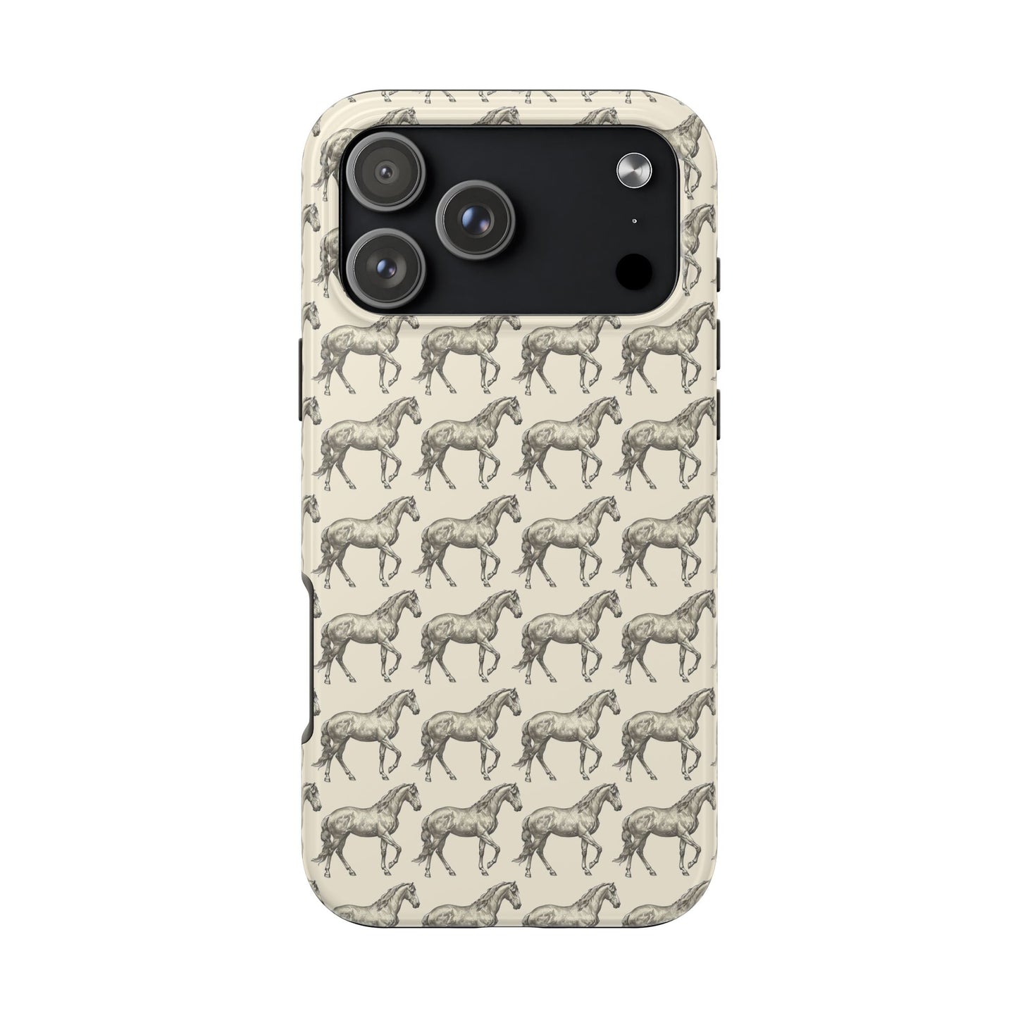 Minimalist Black and Beige Equestrian Horse Tough Phone Case