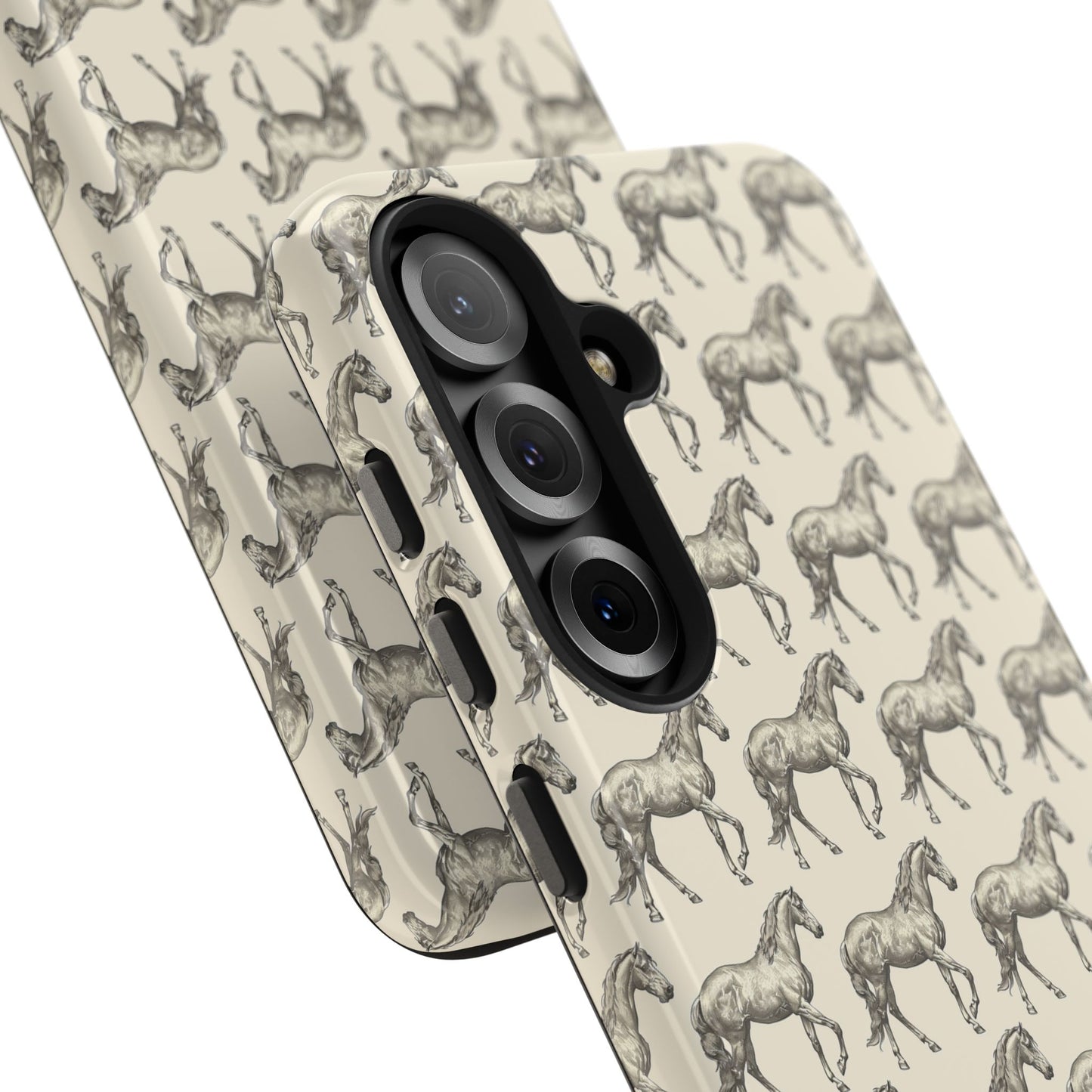 Minimalist Black and Beige Equestrian Horse Tough Phone Case